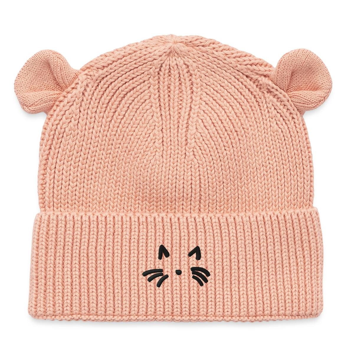 Spreadshirt Beanie Katzen Gesicht Wintermütze Baby (1-St) Baby Mütze Mit Bärenohren Bestickt
