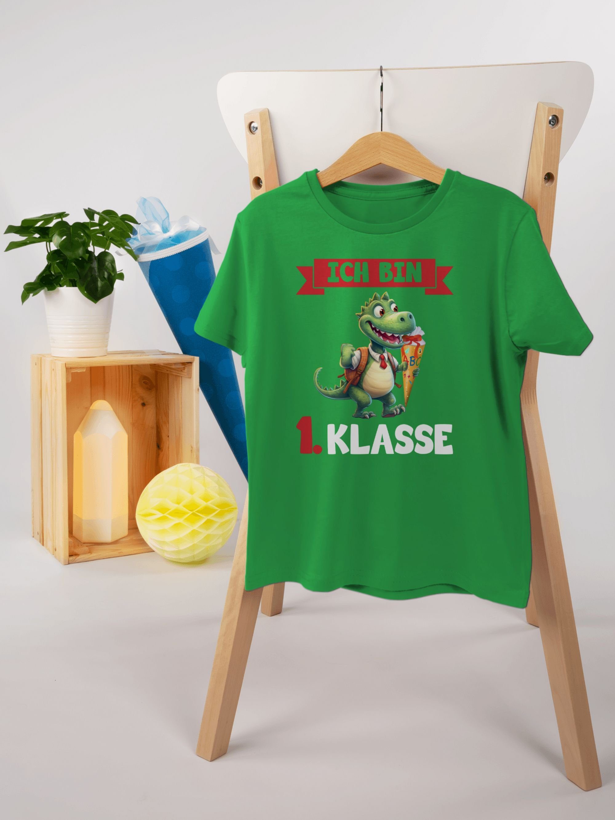 Shirtracer Klasse - Erste T-Shirt Dino Ich Schulkind Junge 1. Klasse Geschenke Schulanfang - bin Einschulung Grün 3
