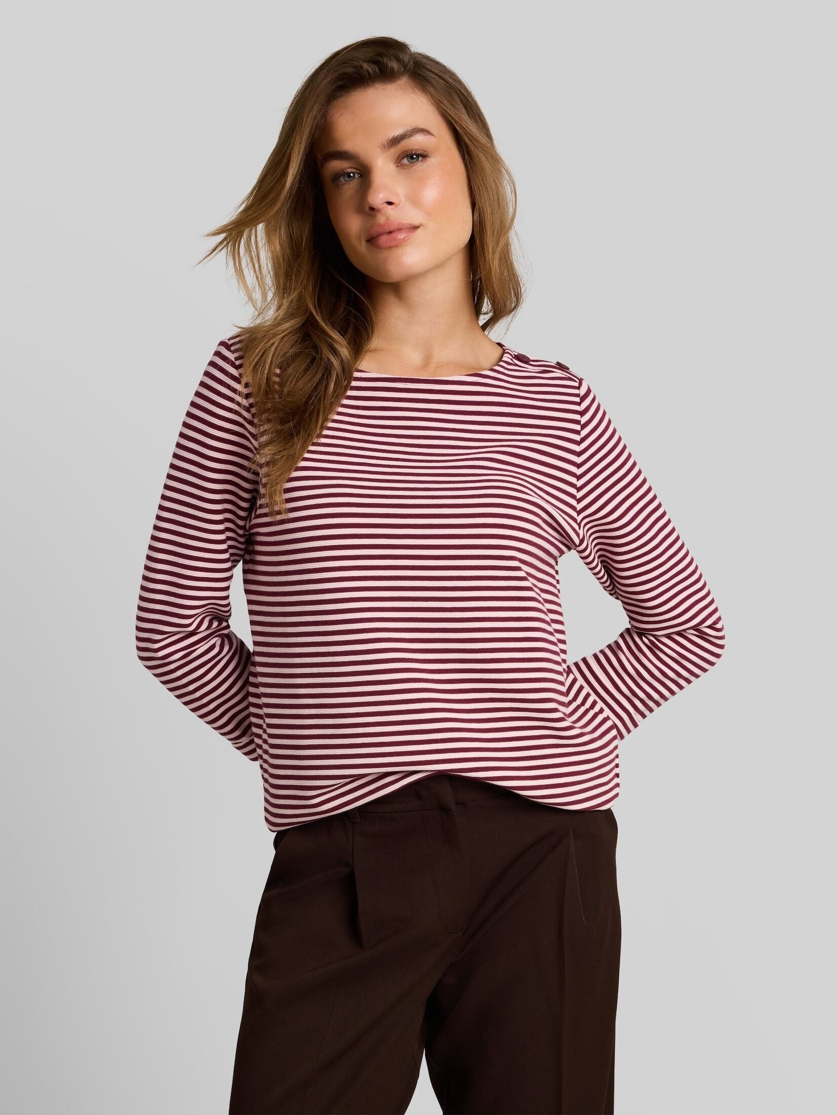TOM TAILOR 3/4-Arm-Shirt T-Shirt (im Einserpack) Langarmshirt mit Knopf-Details