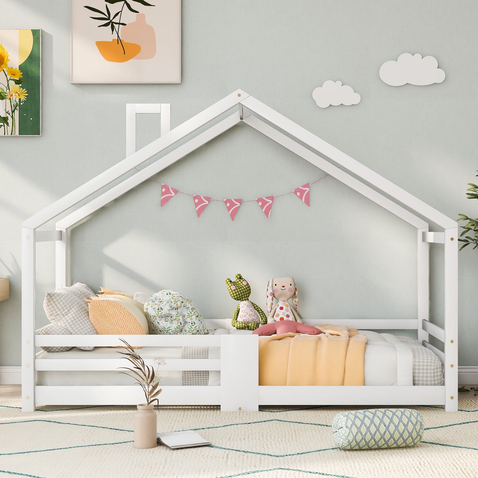 Flieks Kinderbett (1-tlg), Kiefernholz Hausbett mit günstig online kaufen