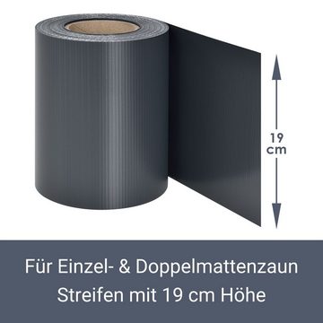 Juskys Sichtschutzstreifen PVC Sichtschutzstreifen 4er Set, Doppelstabmatten Zaun 4er Set á 35m x 19cm, Zaunfolie in Anthrazit