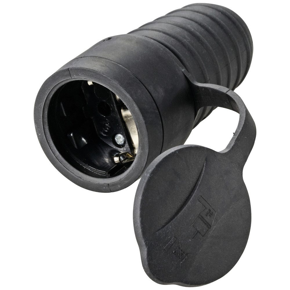 Sygonix SY-5806882 Schutzkontaktkupplung Gummi 250 V/AC Schwarz IP44 Steckernetzteil