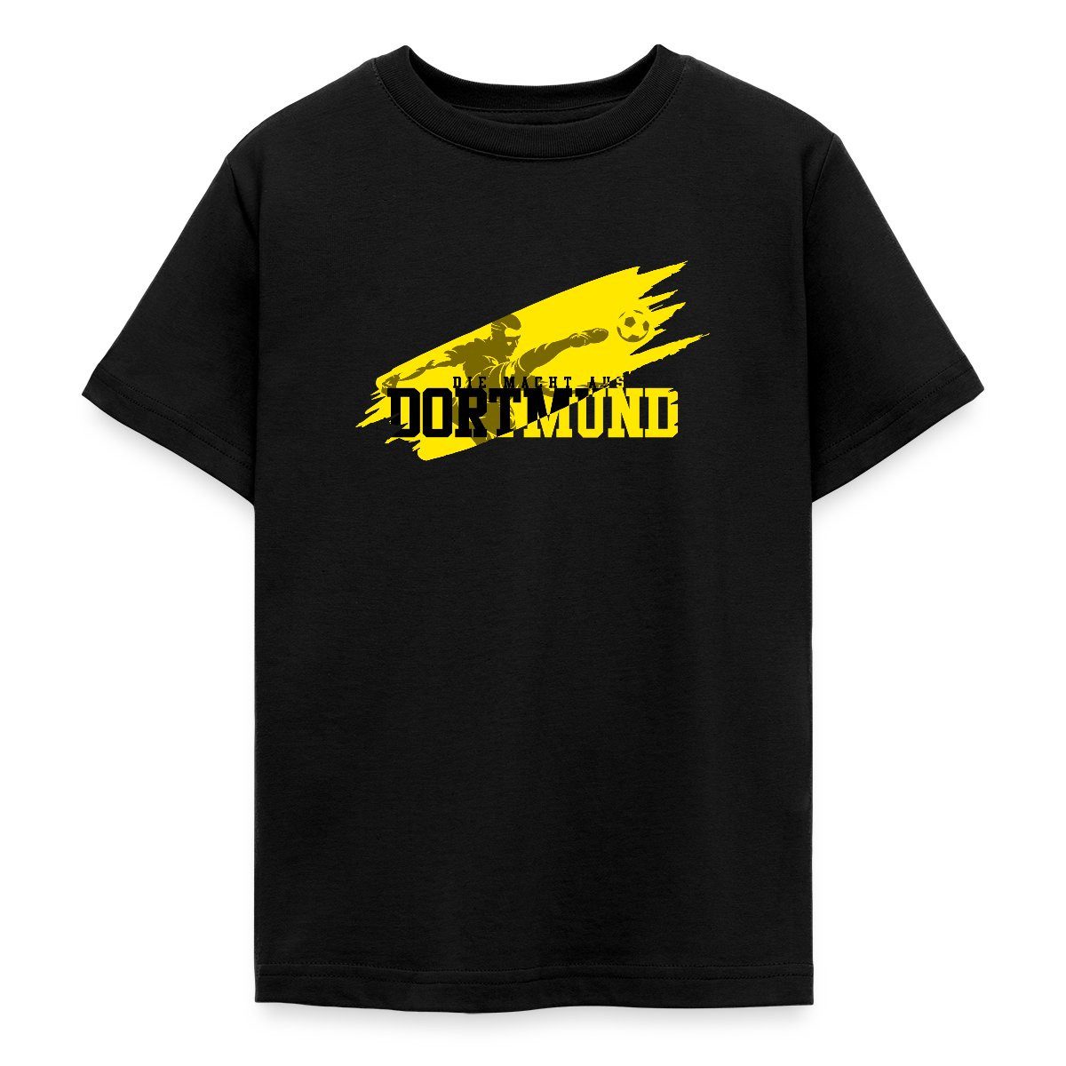 Spreadshirt T-Shirt Die Macht Aus Dortmund Schwarz-Gelb Fußball Fan Teenager T-Shirt (1-tlg)