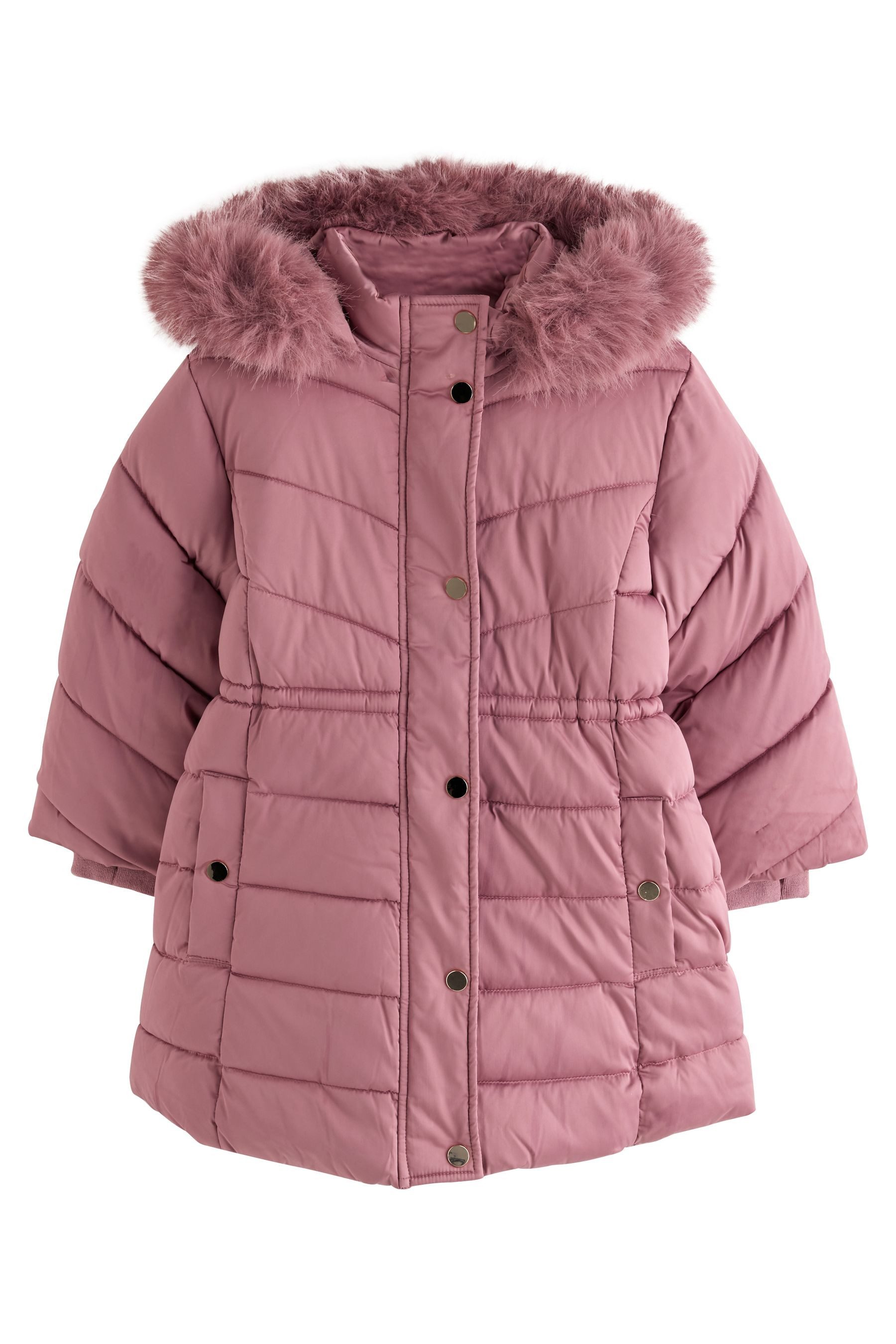 Fellimitatmantel Wasserabweisende Steppjacke mit Kunstfell