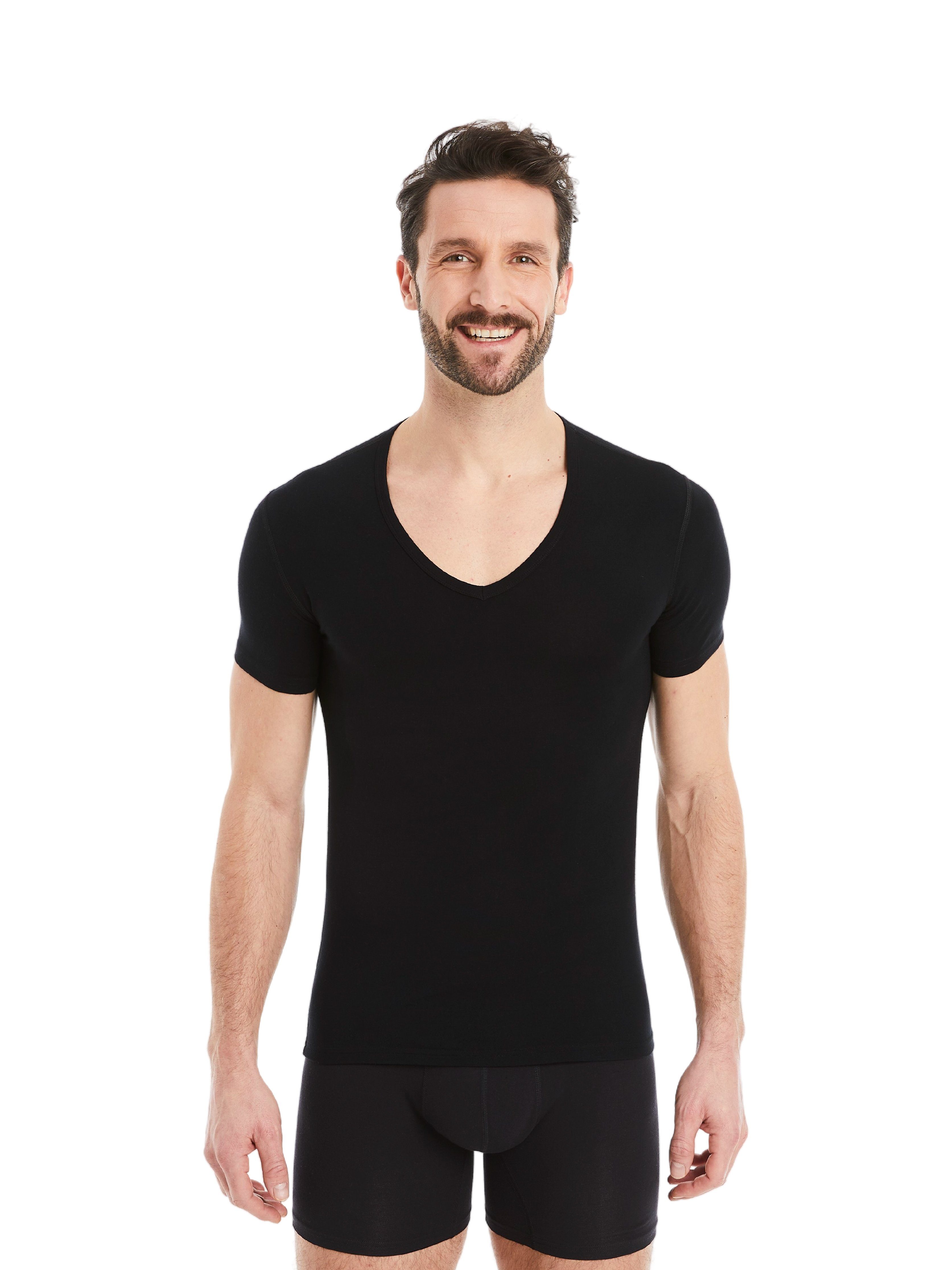 Unterhemd Business Unterziehshirt Herren Kurzarm mit V-Ausschnitt