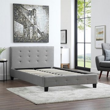 CARO-Möbel Polsterbett NEBRASKA, Polsterbett Einzel Design Bettgestell 120 x 200 cm Lattenrost in grau