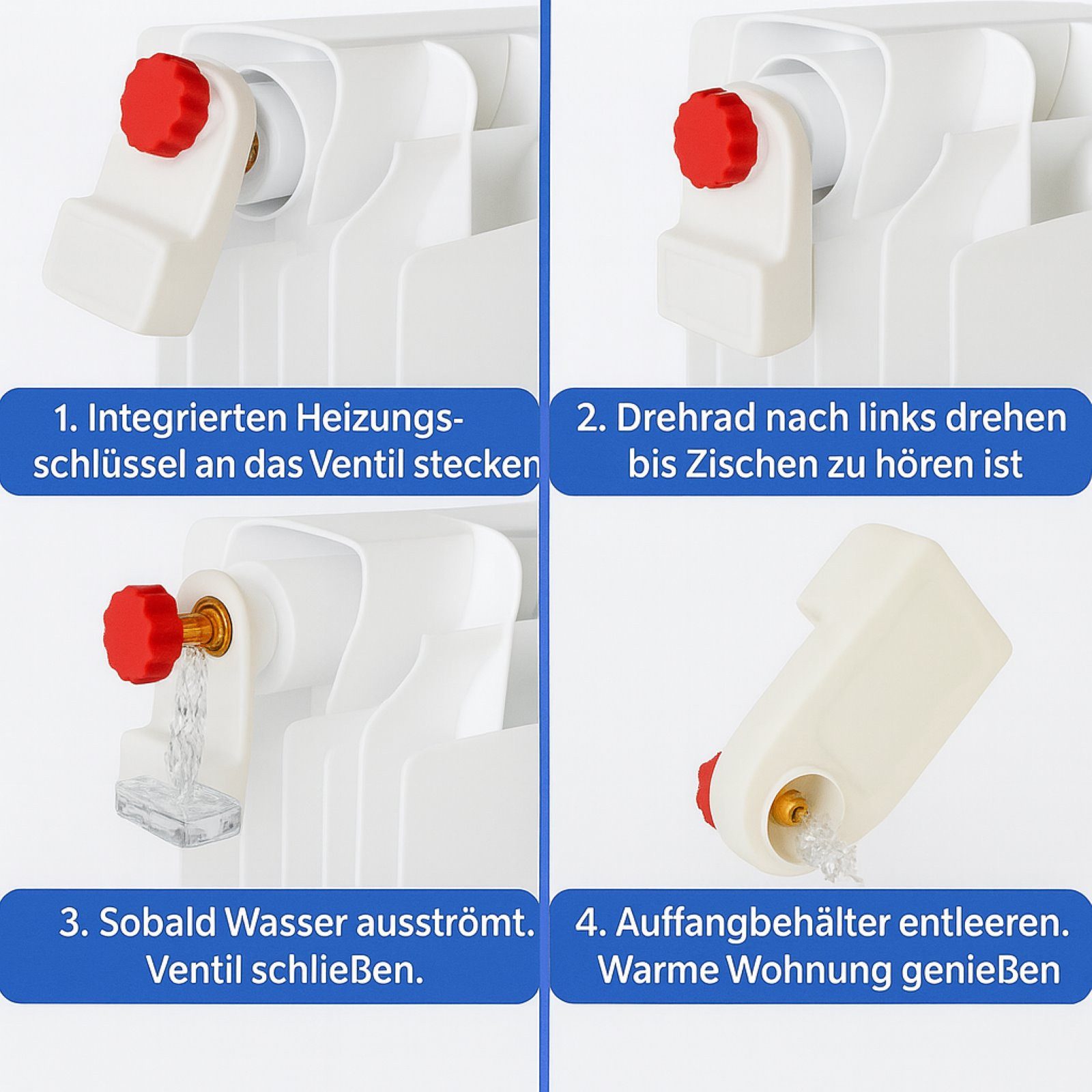 HAC24 Steckschlüssel Heizungsentlüfter Box Heizkörper Heizung Entlüftungsschlüssel, mit Wasserbehälter inkl. 2 Metall Entlüfter Schlüssel – Bild 5 von 5