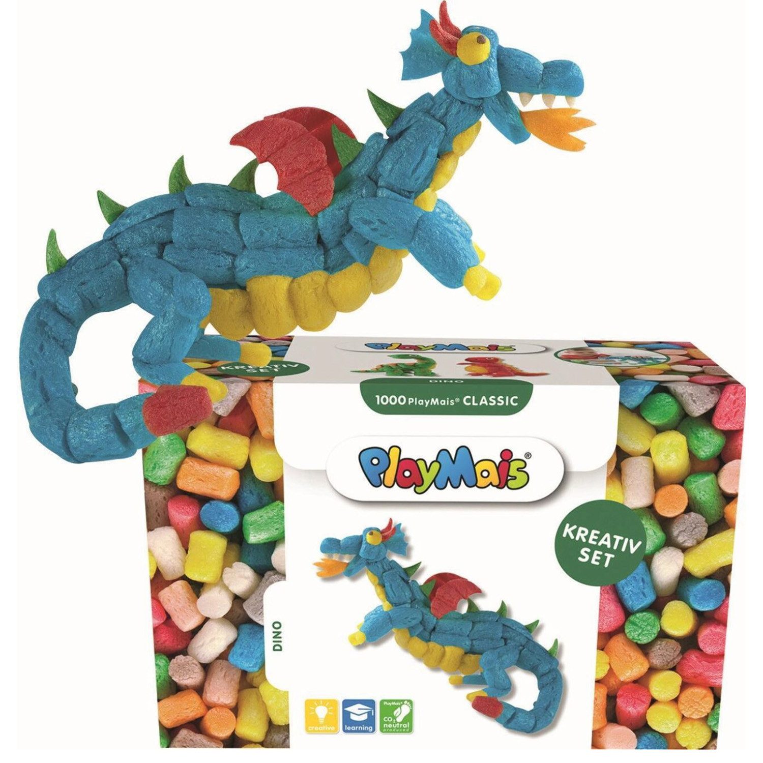 Loick Trade Kreativset PlayMais Kreativset 1000 Dino & Dragon Bastelset, Biologisch abbaubar Natürlich gefärbt