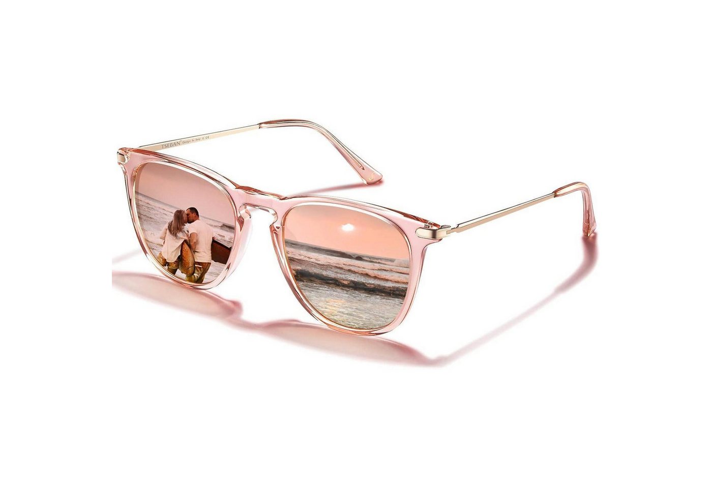LuxusKollektion Sonnenbrille Sonnenbrille Polarisierte Damen D - Rosa Transparent, Linse: Rosa-r