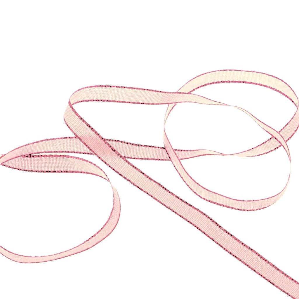 Deko AS Dekoband Schmales Uniband mit Farbkante Rosa - Pink - 6mm - 20m - 54564-6-32