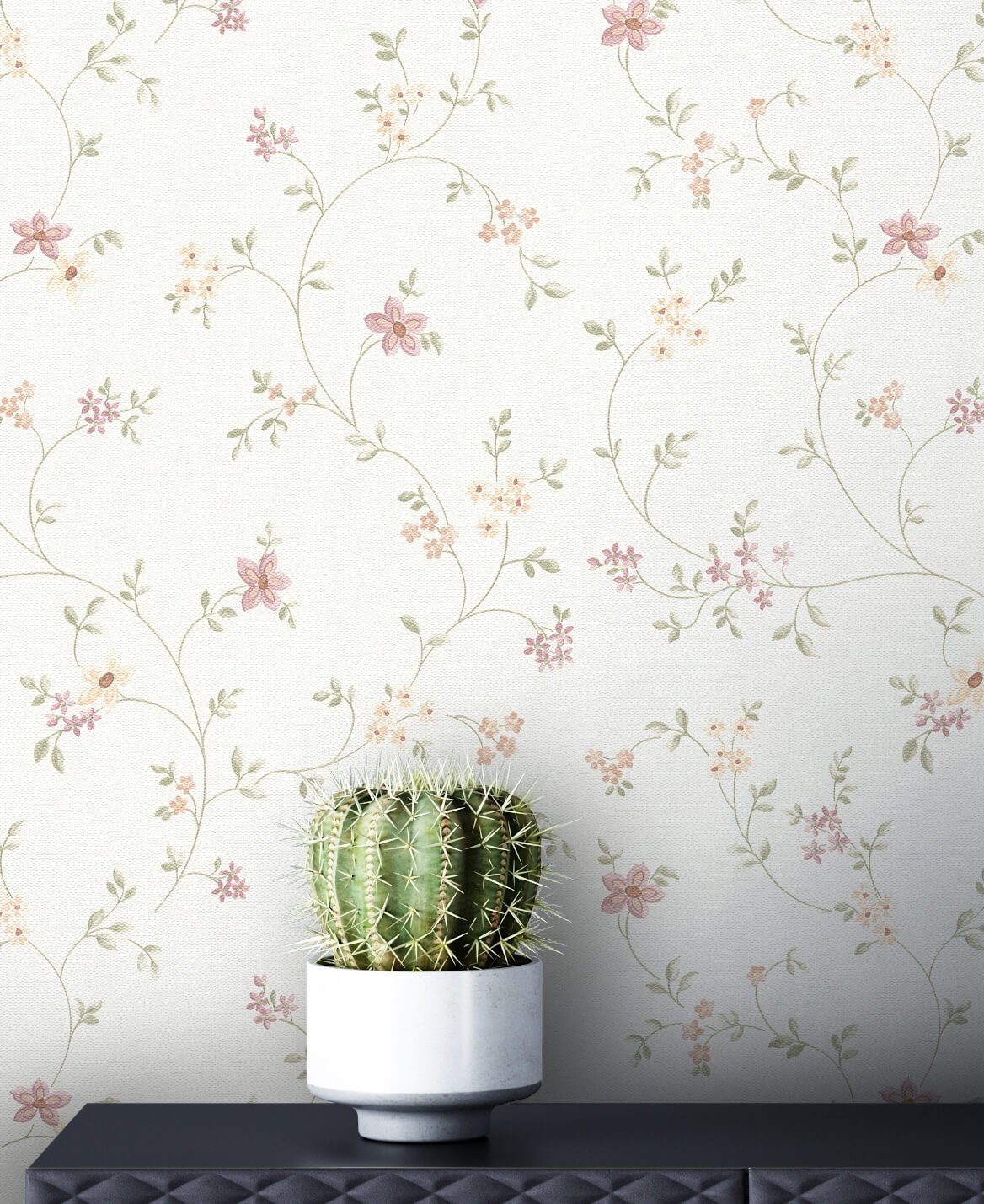 Newroom Vliestapete, Weiß Tapete Floral Blumen - Blumentapete Bunt Romantis günstig online kaufen