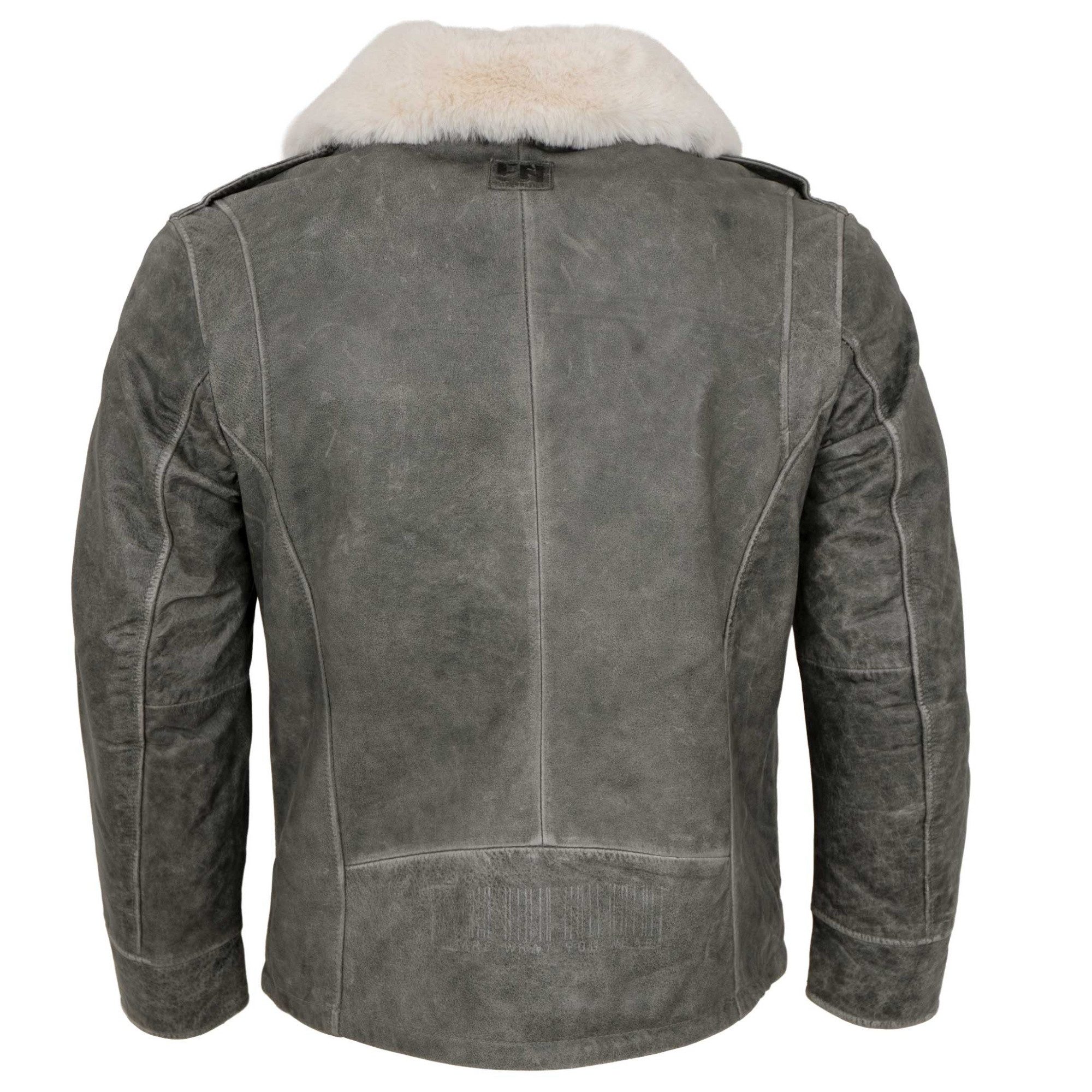 Freaky Nation Lederjacke Go For-FN Freaky Nation - Herren Lederjacke Blouson Büffelleder grau retro