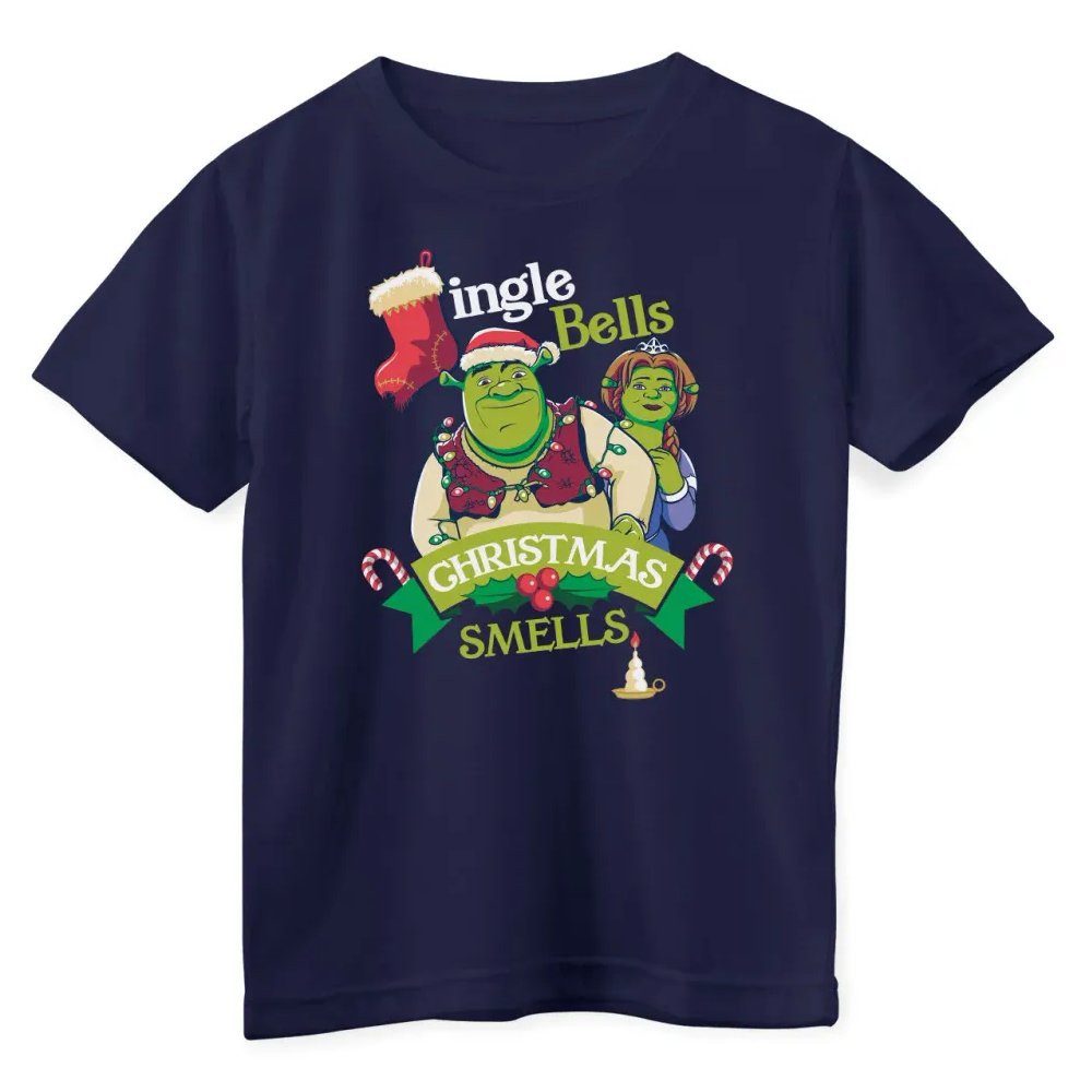 Shrek T-Shirt Jingle Bells Christmas Smells Kids Tee