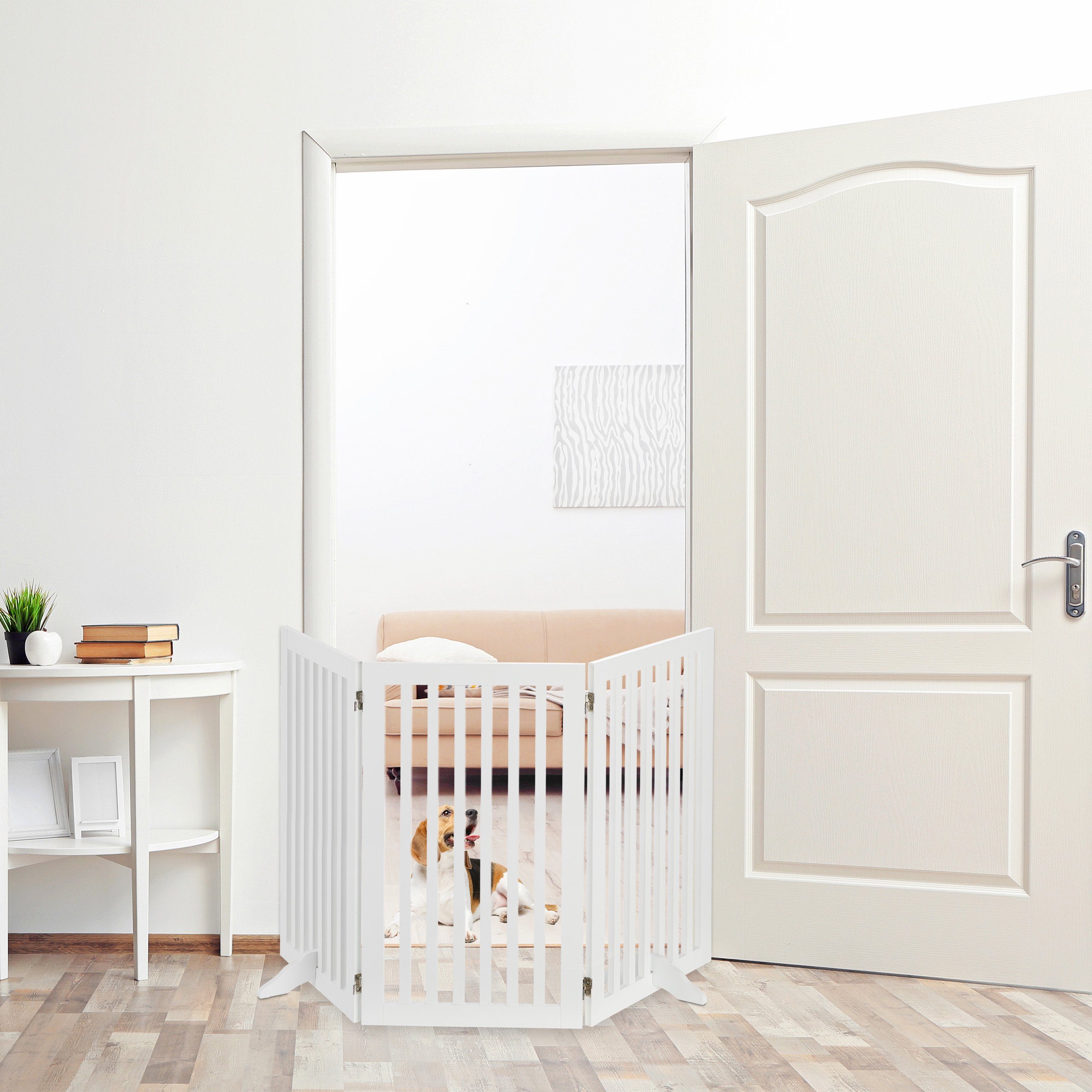 relaxdays Hundegitter Weißes Absperrgitter, 3 Panel