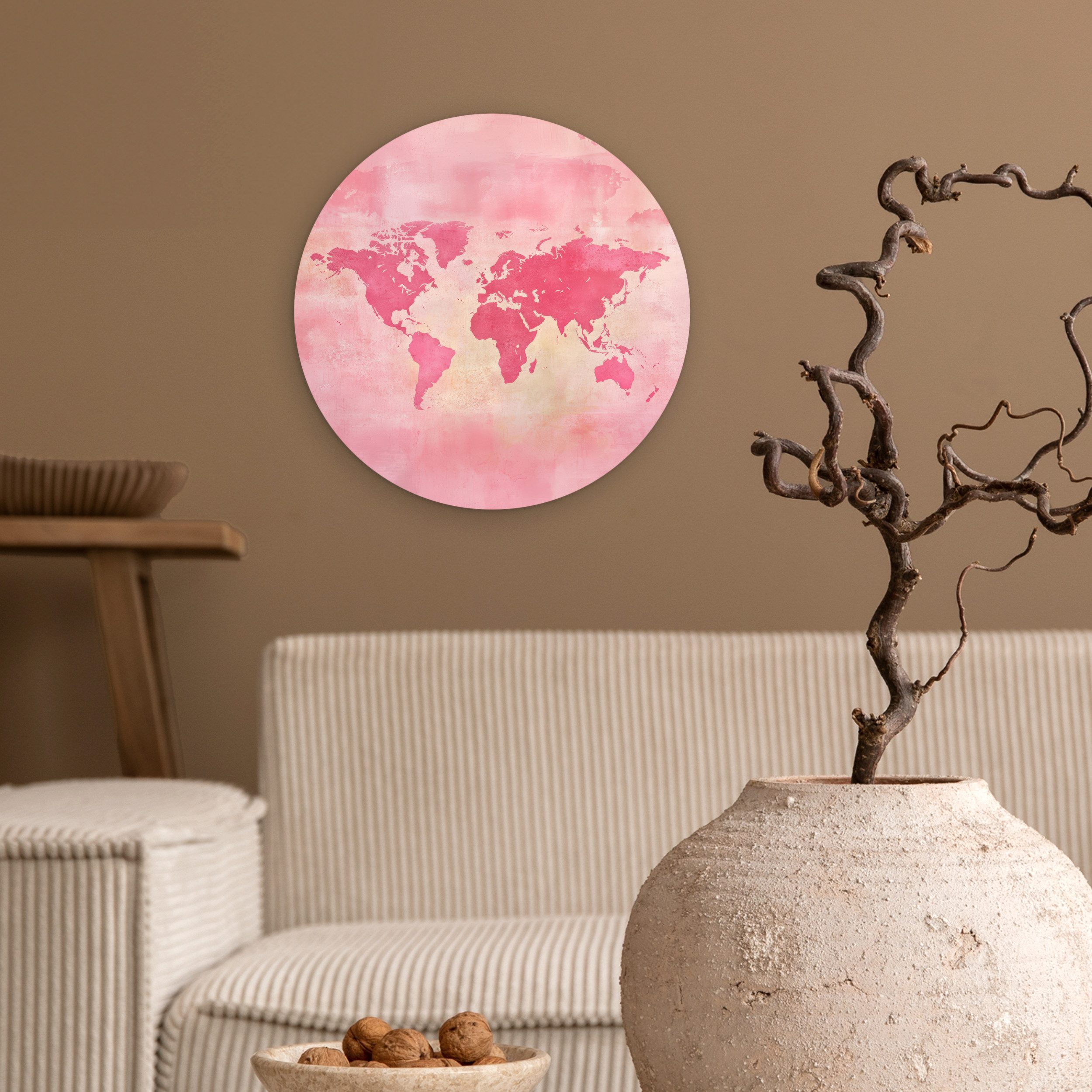 MuchoWow Gemälde Weltkarte - Rosa - günstig online kaufen