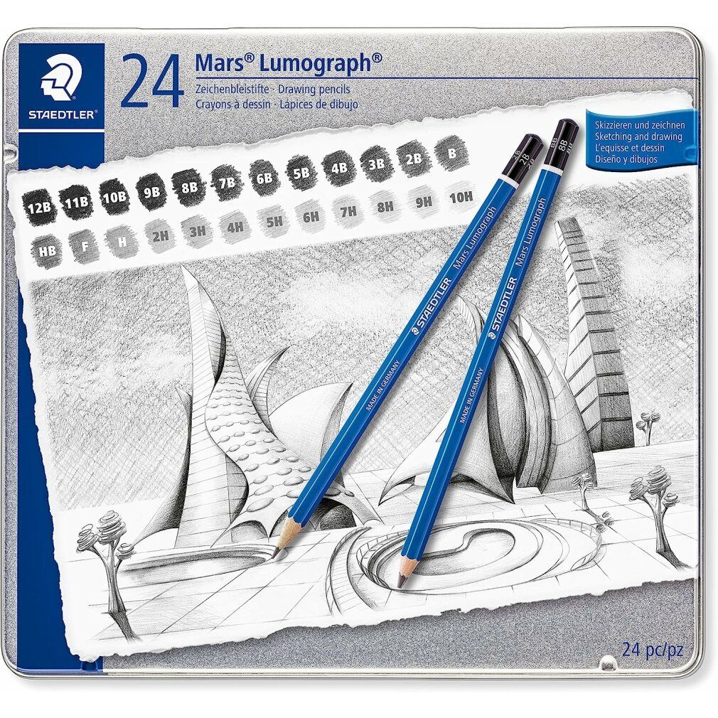 STAEDTLER Bleistift STAEDTLER Mars Lumograph 100 Bleistifte 6B - 4H blau 12 St.