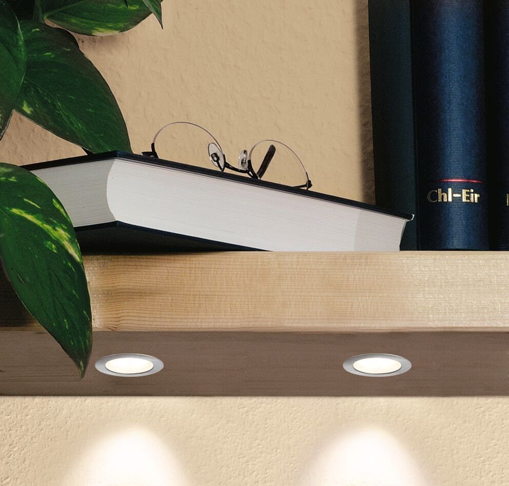 Paulmann Unterschrankleuchte Mini rund 5x0,4W 2700K 3,6VA 230/12V 35mm Eisen geb/Met, LED fest integriert, Warmweiß, LED Möbel Einbauleuchten Set