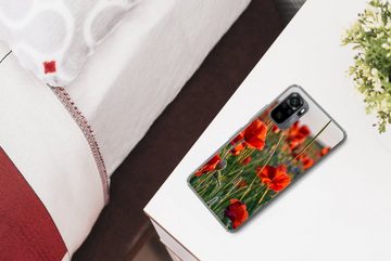 MuchoWow Handyhülle Blumen - Mohnblumen - Natur - Rot, Phone Case, Handyhülle Xiaomi Redmi Note 10, Silikon, Schutzhülle