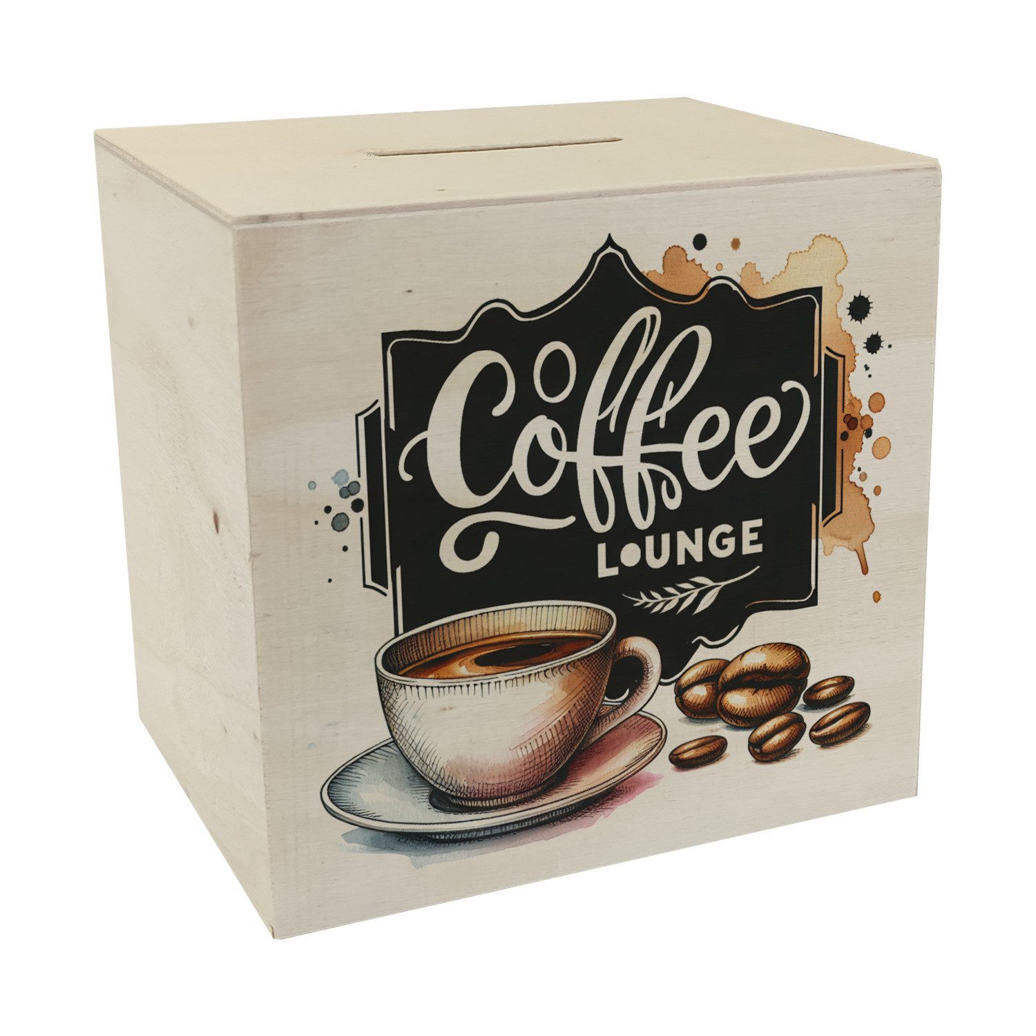 Spardose Coffee Lounge Spardose aus Holz