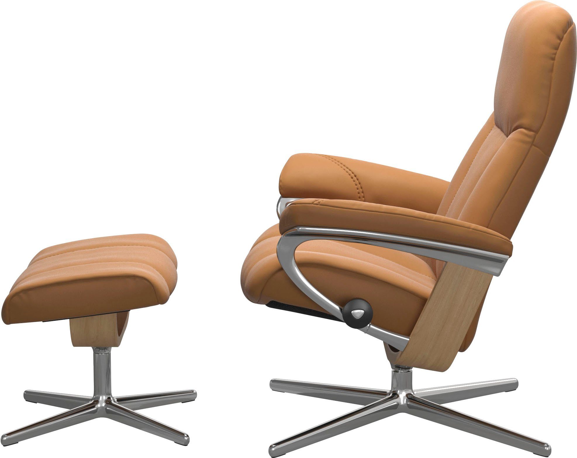 Stressless® Relaxsessel mit Holzakzent S, & (Set, Cross mit L, Größe Consul M Hocker), mit Eiche Base, Hocker, Relaxsessel