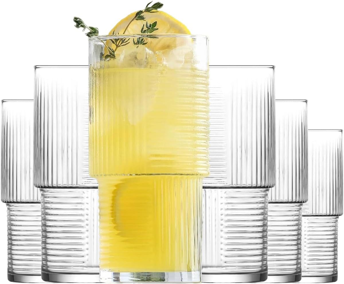 LAV Gläser-Set Helen Longdrinkglas, Glas, 6er Set, 400ml, ideal für Longdrinks, Wasser, Säfte, Cocktails