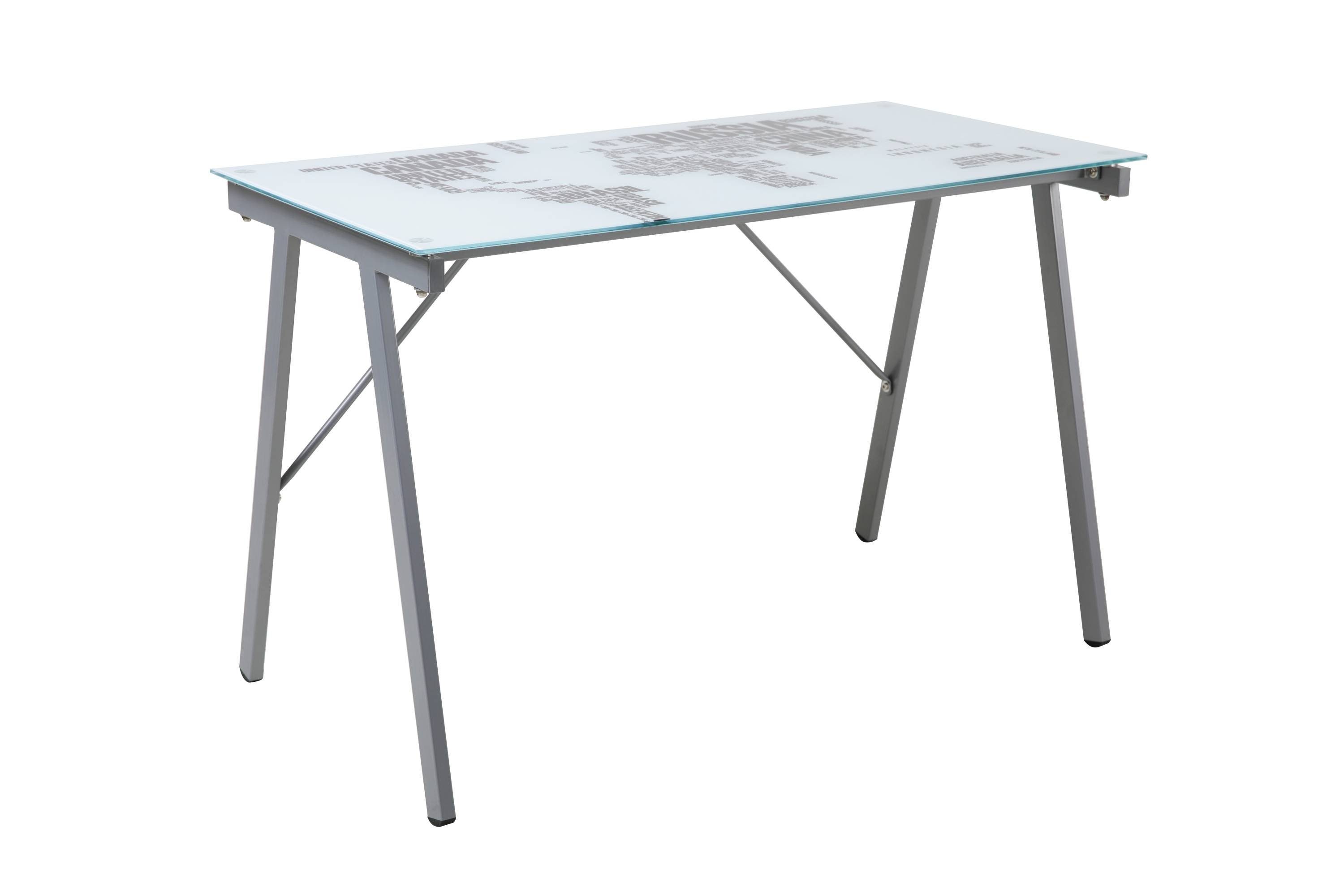 GMD Living Schreibtisch WAIN, Schreibtisch mit Tischplatte aus Sicherheitsglas grau | Kinderschreibtische