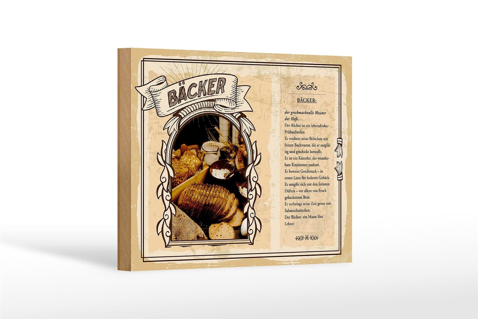 Holzbild Berufe 18x12 cm Bäcker geschmackvolle Meister Hefe