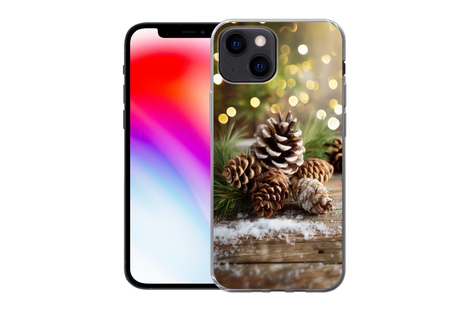 MuchoWow Handyhülle für Apple iPhone 13 mini Tannenzapfen - Weihnachtsstimmung - Braun - G, Smartphone-Bumper, Print, Handy Schutzhülle Dünn