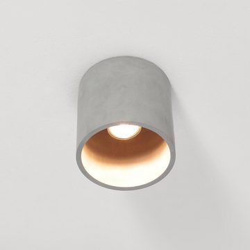 Licht-Erlebnisse Deckenleuchte BOLD, ohne Leuchtmittel, Betonlampe modern Aufbaustrahler Grau Zylinderform Decke Lampe