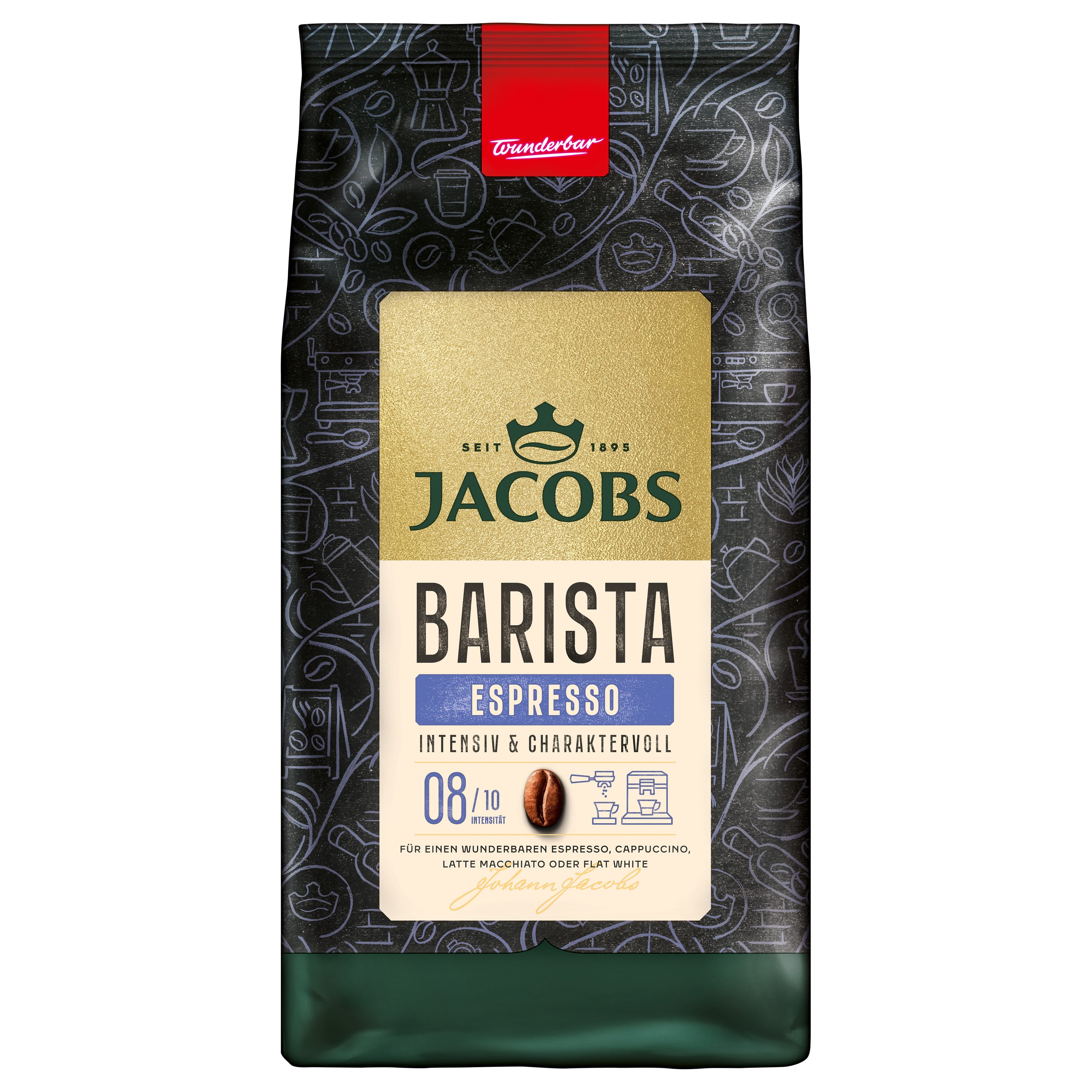 JACOBS Kaffee Kaffeebohnen Barista Editions Espresso Ganze Bohne 4 x 1 kg, 4000 g, (Packung, 4er Pack)
