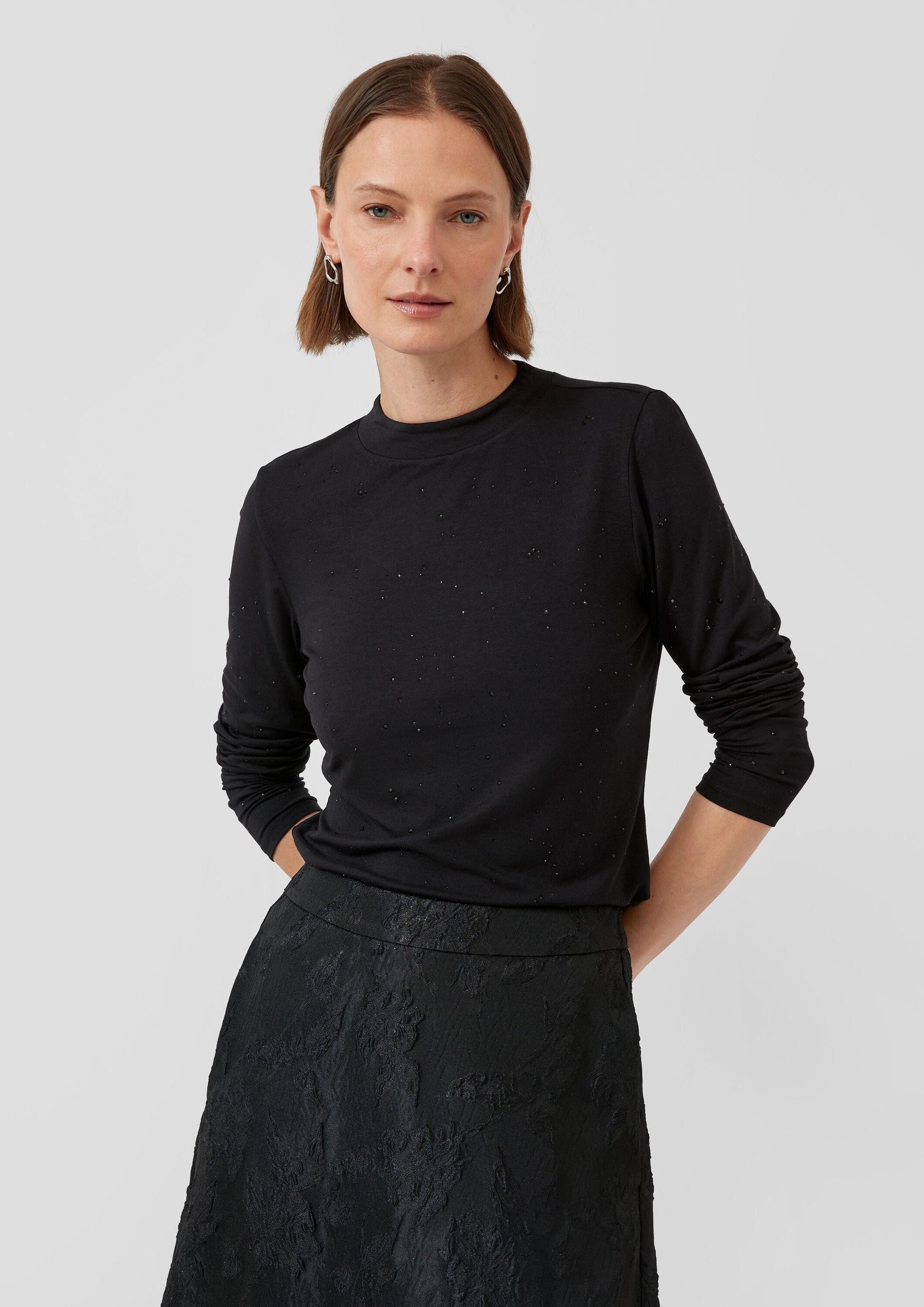 s.Oliver Langarmshirt T-Shirt Langarm-Shirt aus Viskose-Jersey mit Schmucks günstig online kaufen