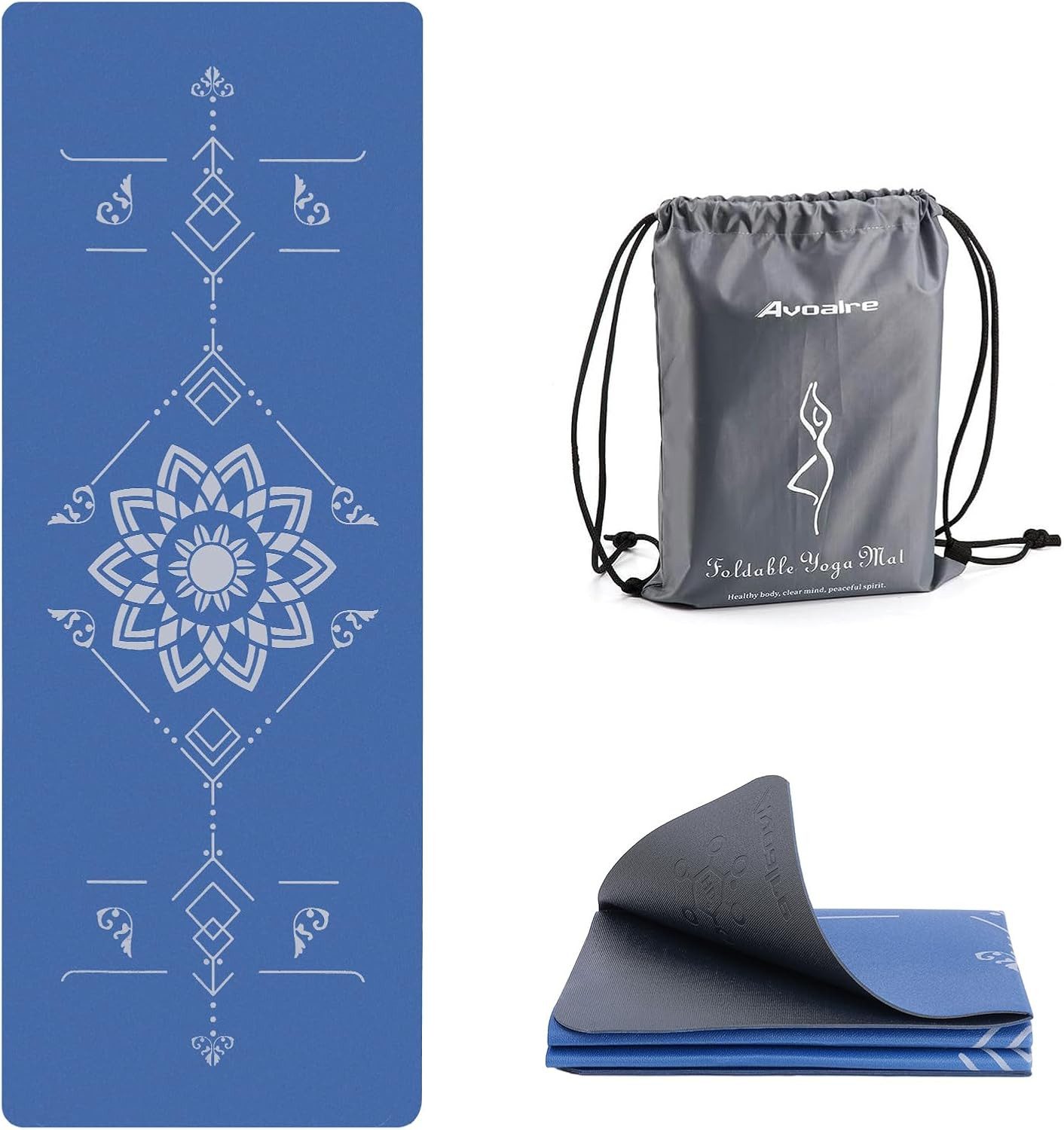 Elegear Sportmatte Faltbare Yogamatte & Fitnessmatte – 6mm PVC Trainingsmatte, rutschfest, faltbare Yogamatte, platzsparend, für Workout, Yoga & Pilates