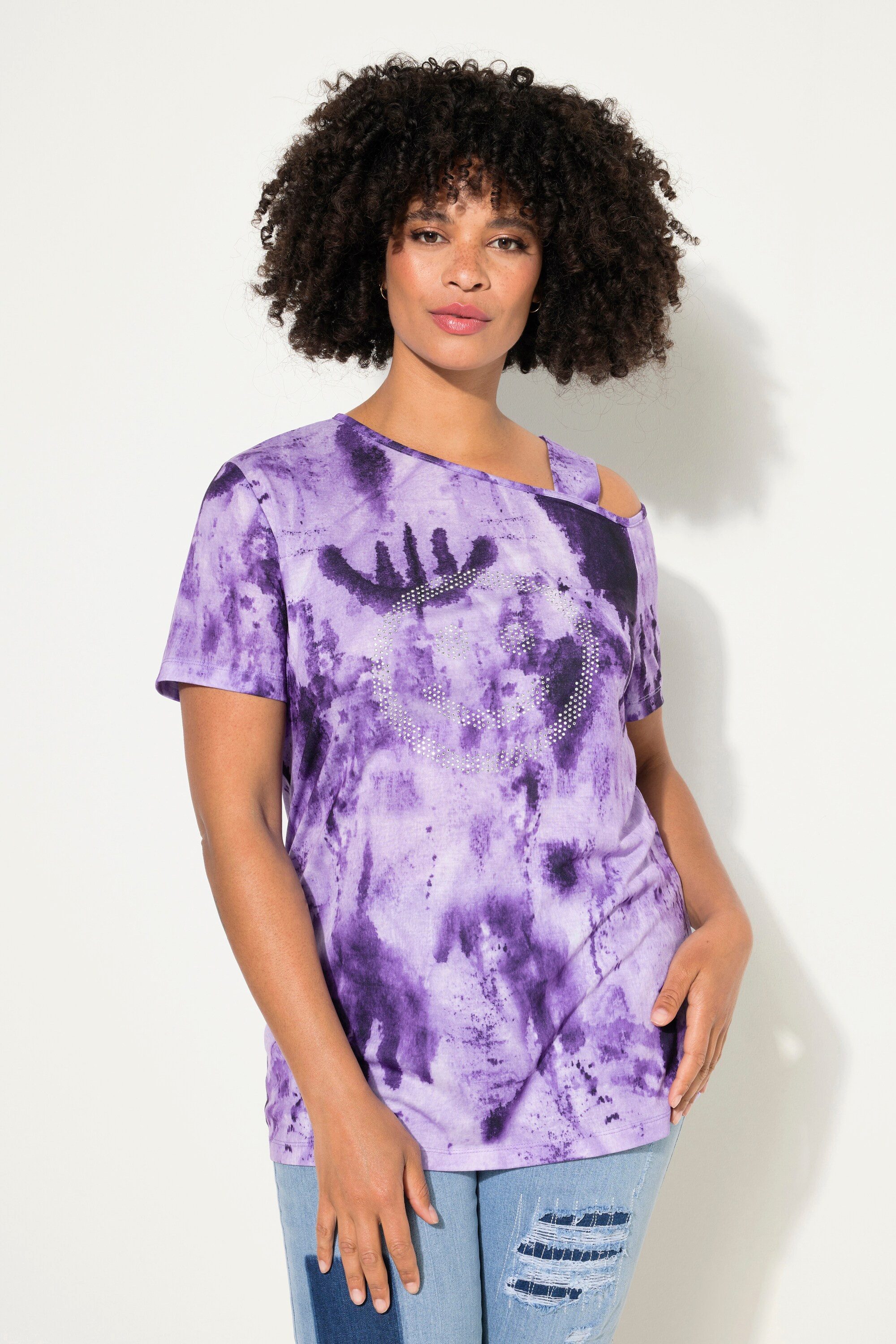 Angel of Style T-Shirt T-Shirt Straight Fit Batikprint Schulter CutOut günstig online kaufen