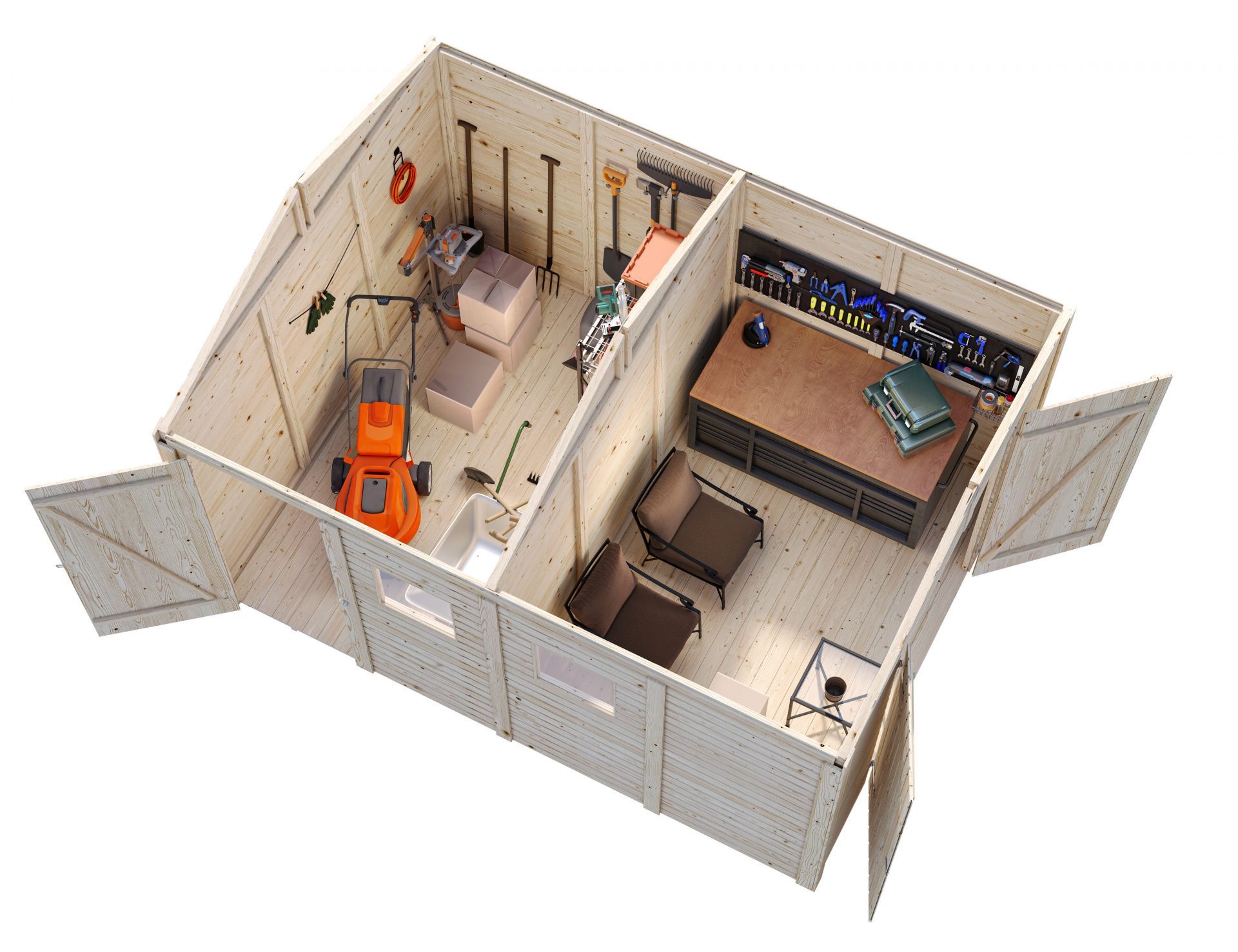 Palmako Gerätehaus Holz Dan 9,9 m² Gartenhaus, BxT: 295x394 cm, ohne Dacheindeckung