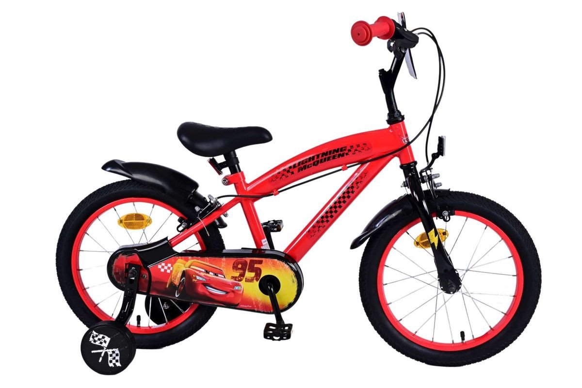 Volare Kinderfahrrad 16 Zoll Kinder Jungen Fahrrad Rad Bike Disney Cars McQueen 21635-SAFW, 1 Gang, Stützräder