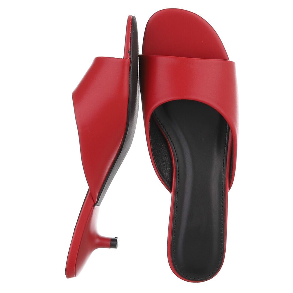 Ital-Design Damen Mules mit Blockabsatz und offener Spitze Pantolette (91849335) Pfennig-/Stilettoabsatz Pantoletten in Rot