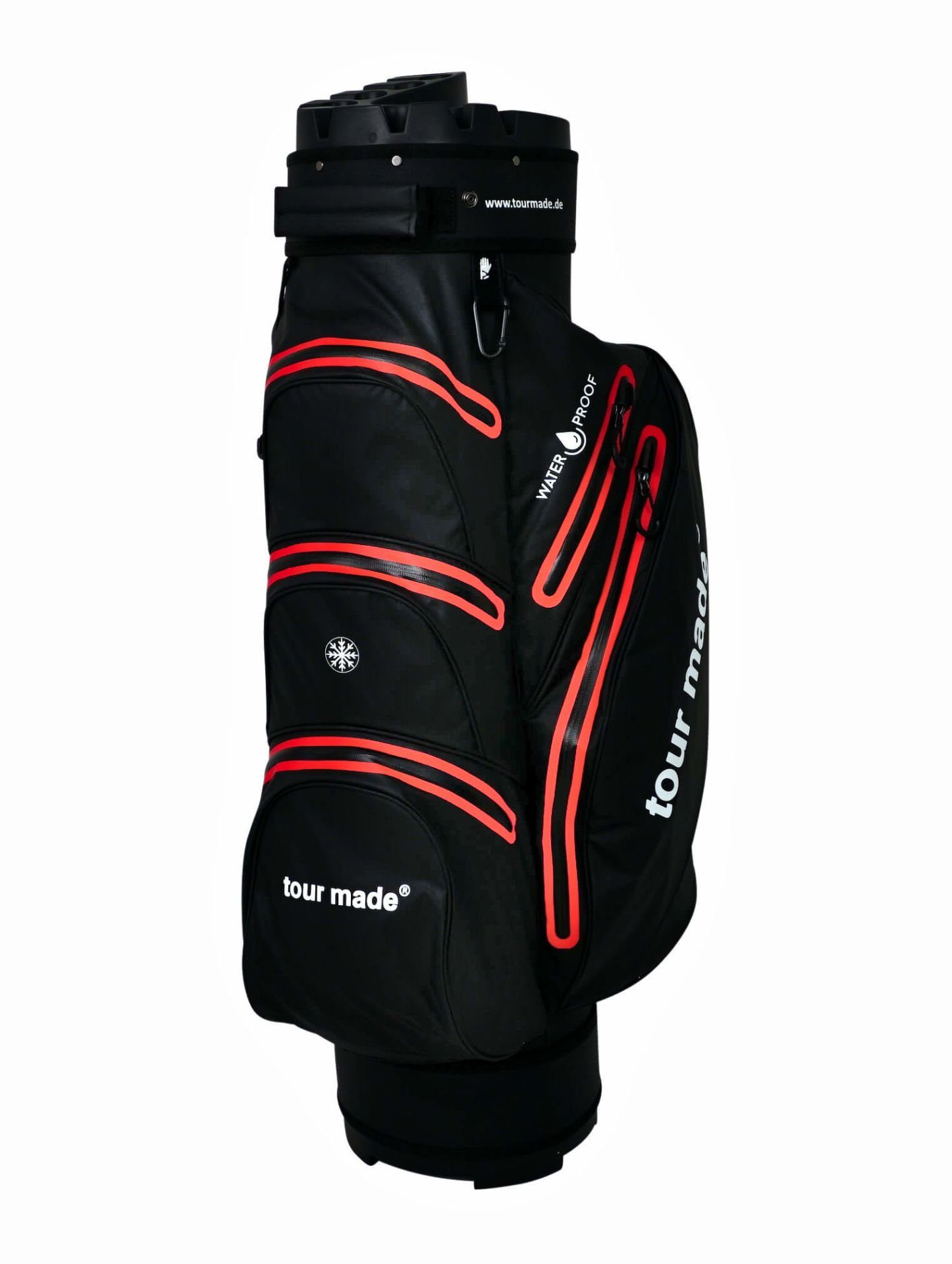 Tour Made Golfbag-Regenschutz Tour Made Ultra Waterproof Pro Golfbag - Black Red