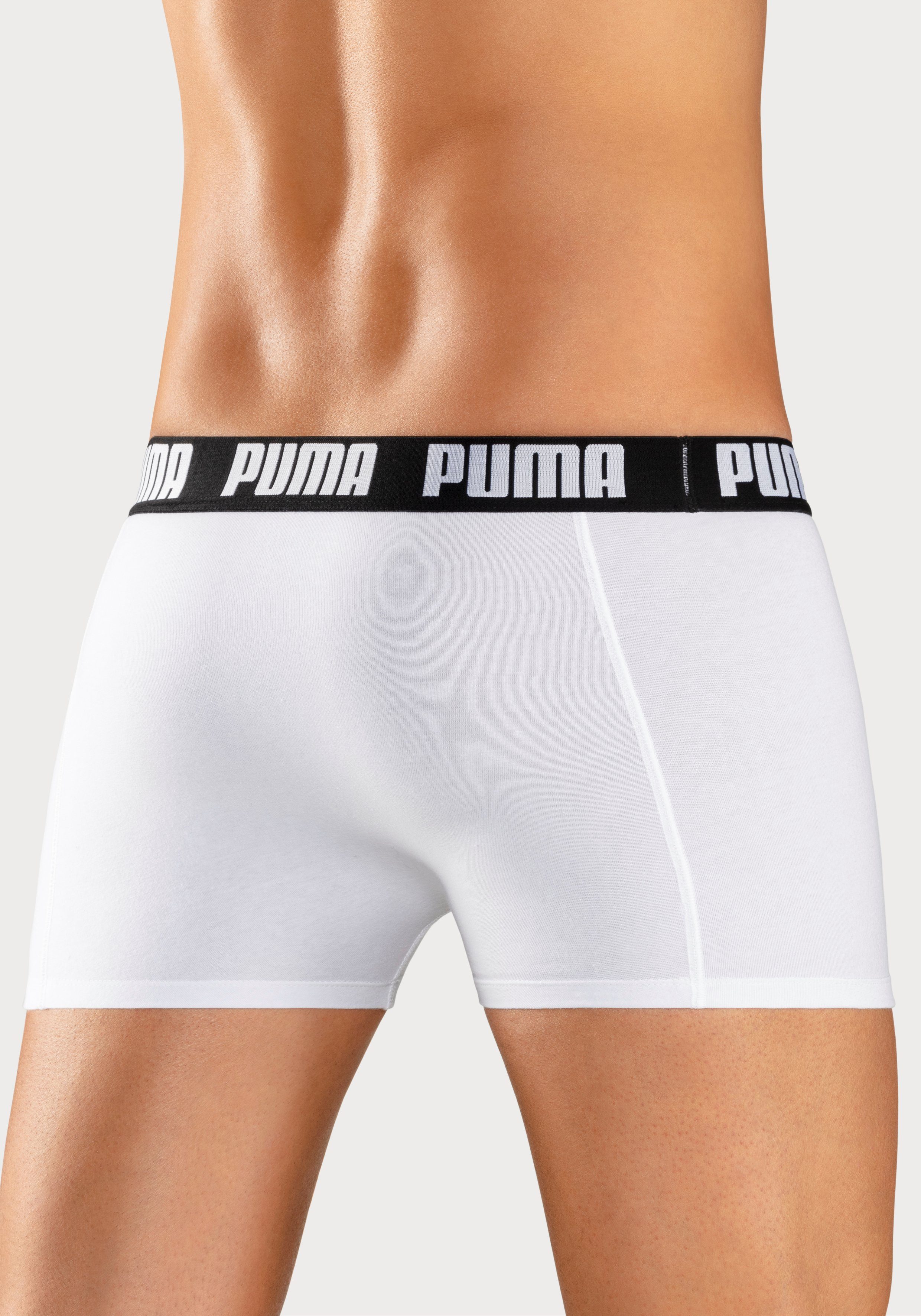 weiß mit 2-St) Boxer (Packung, grau-meliert, Logo-Webbund schwarz, schwarz, PUMA breitem