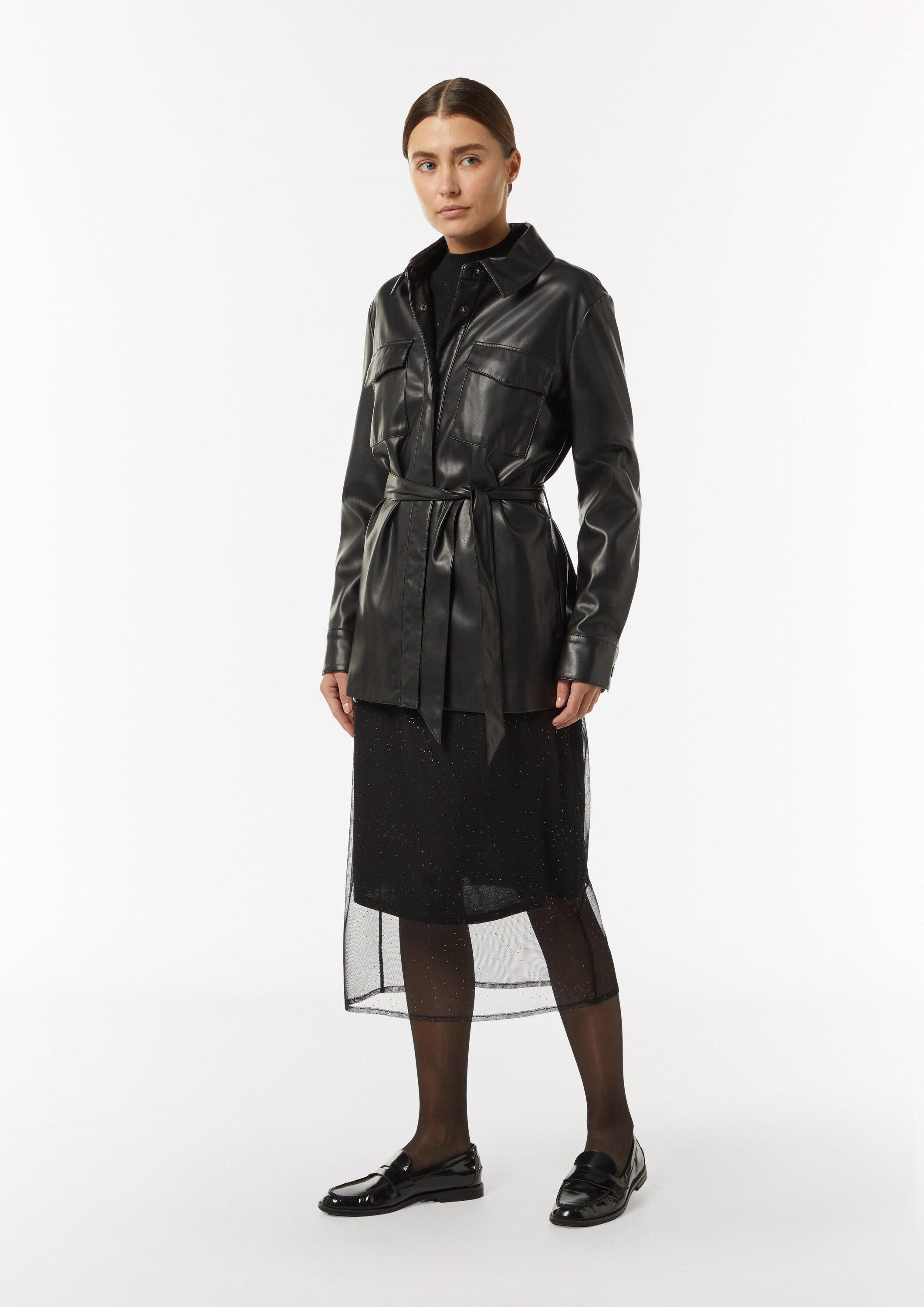 comma Midikleid Rock Mesh-Rock mit Metallic-Effekt und kurzem Futter