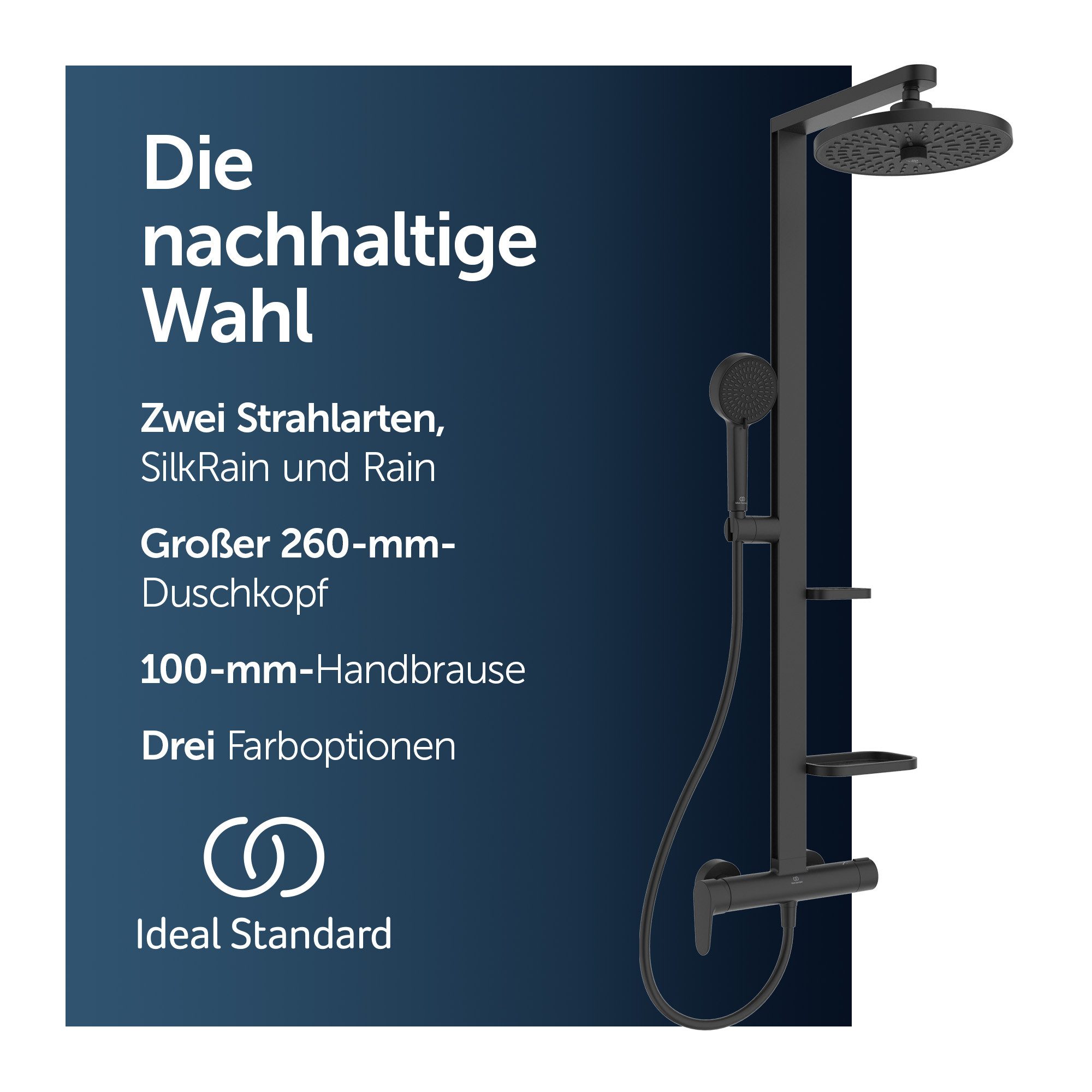 Ideal Standard Duschsystem Ceraflow Alu+, Höhe 111.30 cm, Multifunktionsbrause, Click-Technologie, FirmaFlow, aus recyceltem