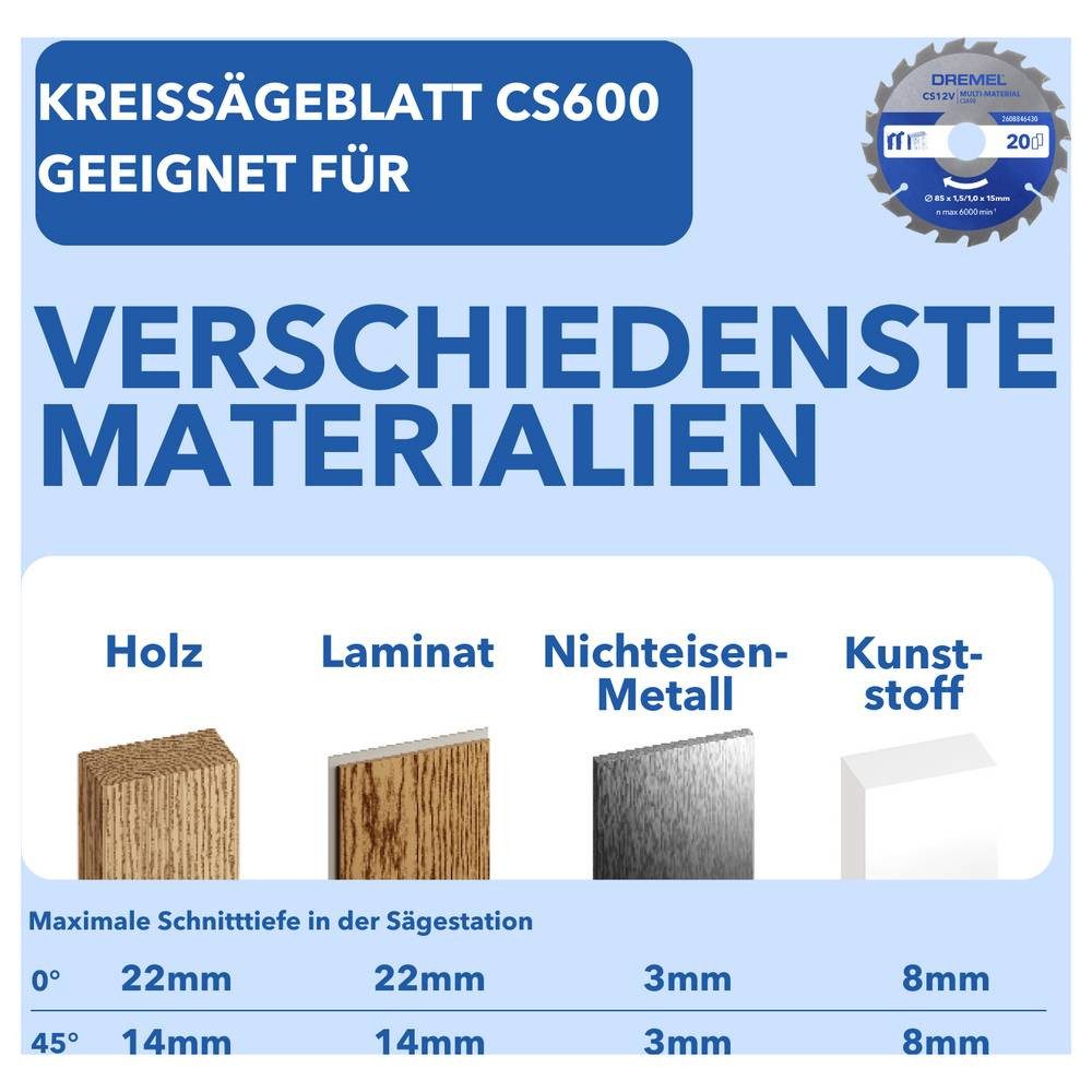 DREMEL Gehrungssäge F013CS12JM Kapp-, Gehrungs- und Tischkreissäge 85 mm – Bild 4 von 5