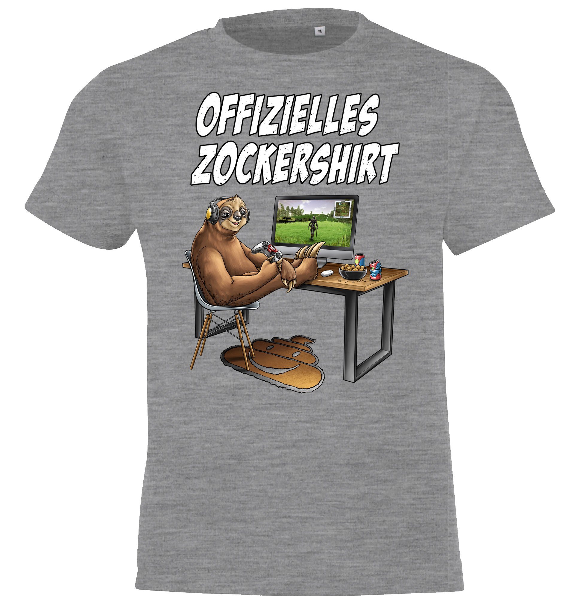 Youth Designz T-Shirt Offizielles Zockershirt für Jungen und Mädchen mit lustigem Gaming Motiv Grau