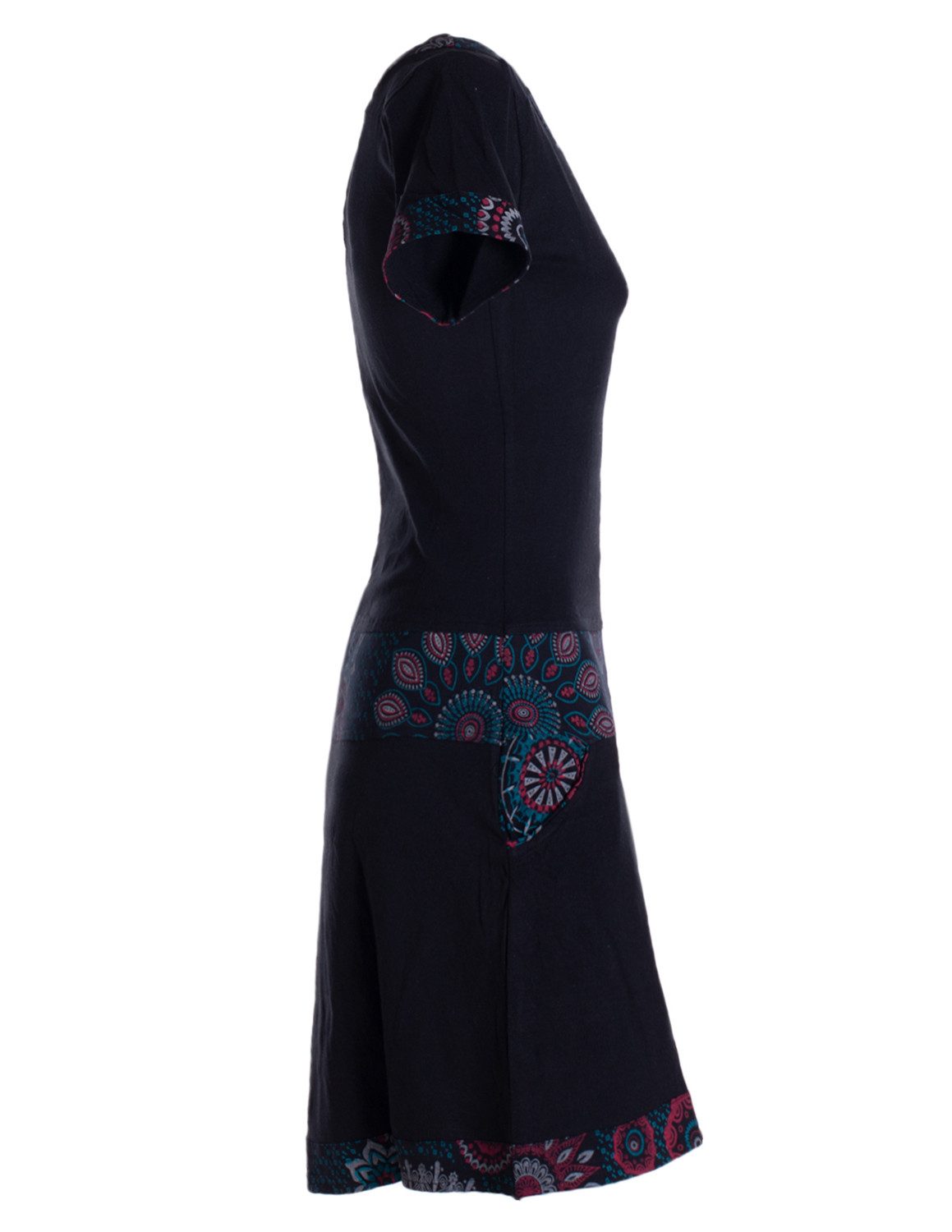 Vishes Jerseykleid Damen Sommerkleid Kurzarm Jersey-Kleid Tunika-Kleid T-Shirtkleid Boho, Goa, Retro Style