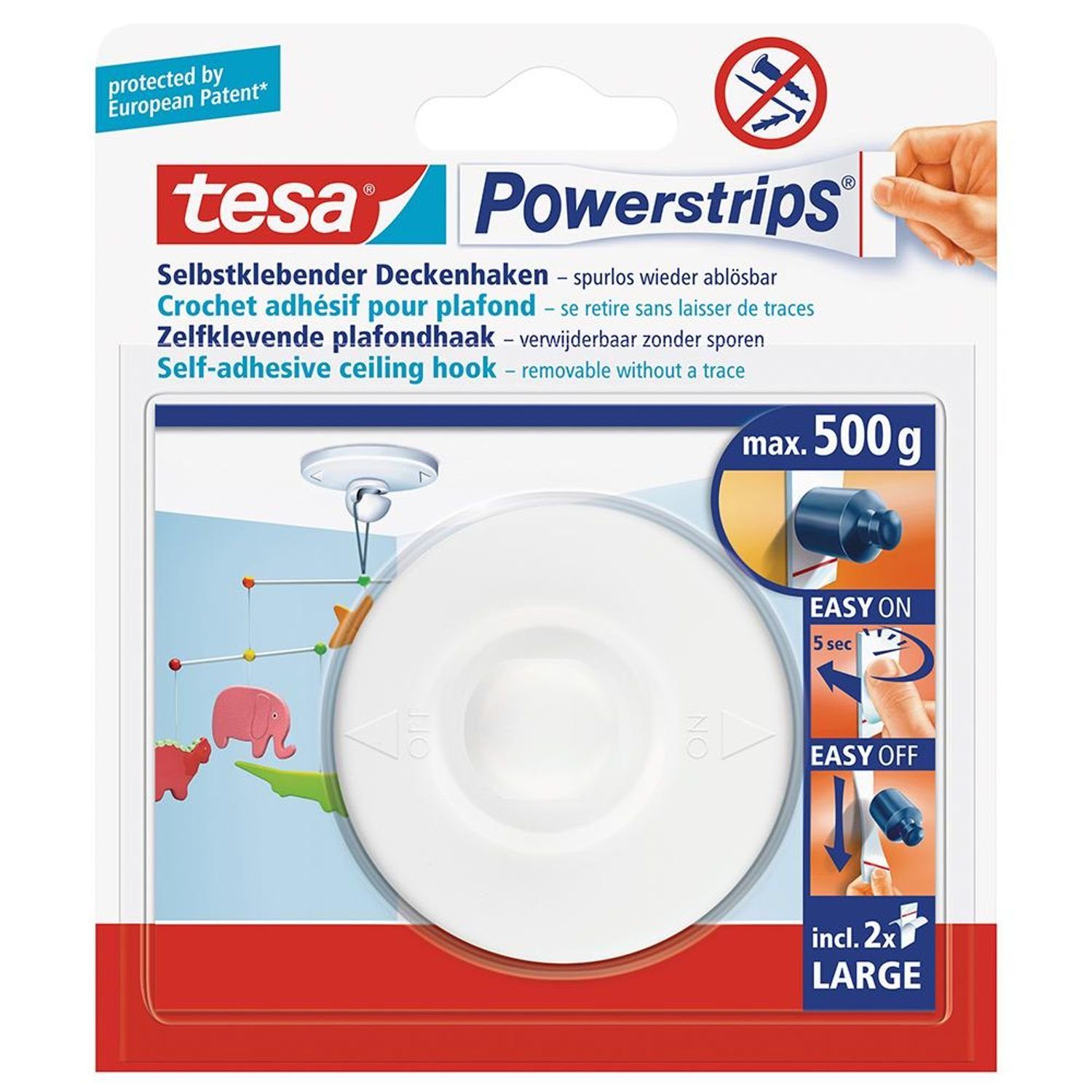 tesa Klebehaken Powerstrips Deckenhaken weiß