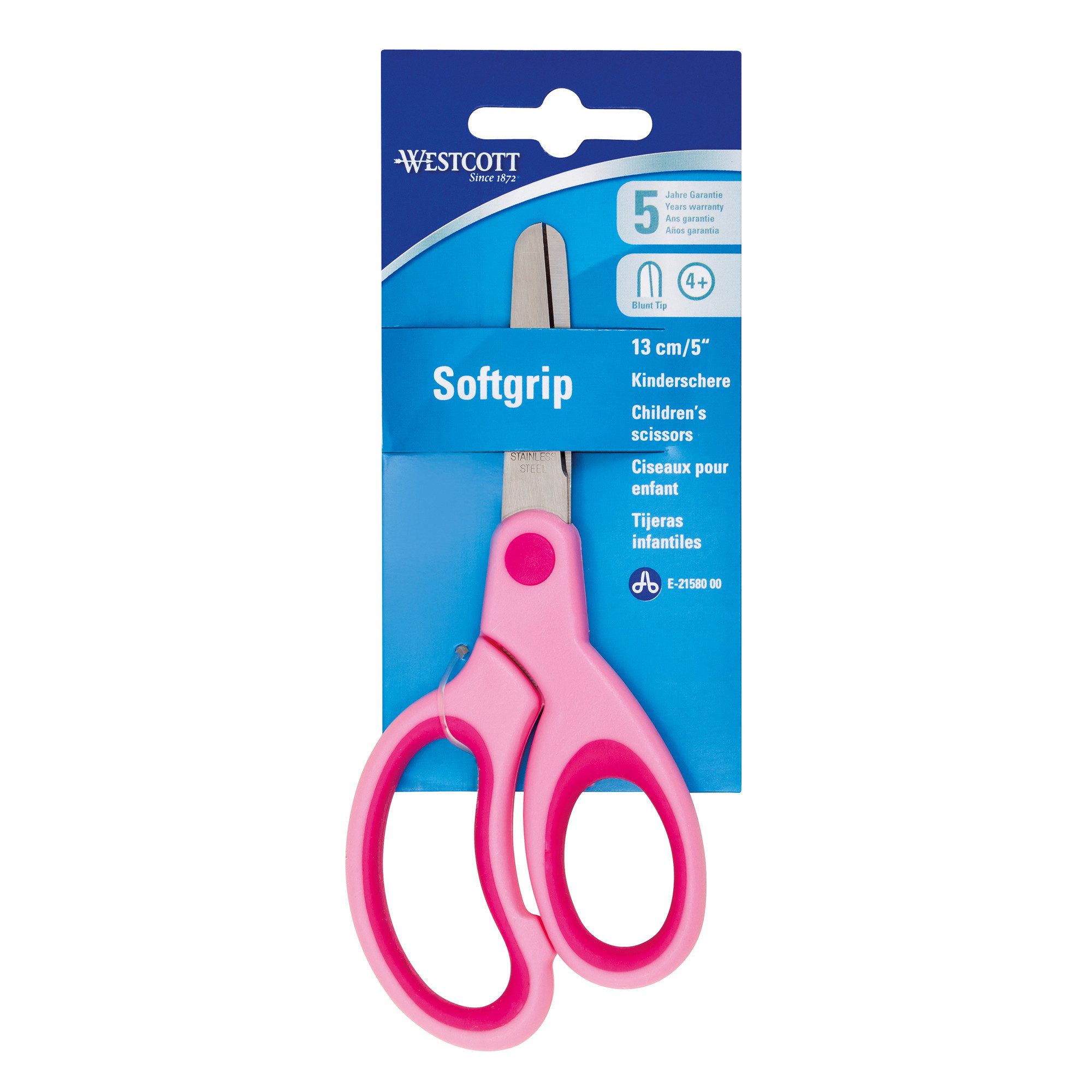 WESTCOTT Papierscheren Kinderschere Kids E-21580 00 runde Spitze 13cm pink