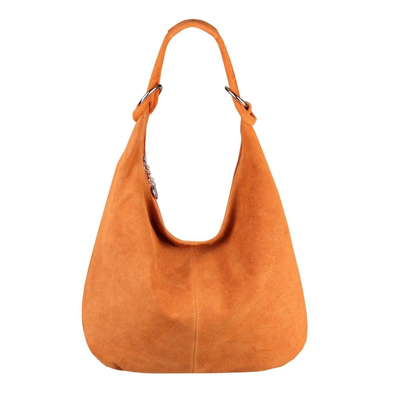 ITALYSHOP24 Schultertasche Made in Italy Damen Leder Tasche Shopper Umhängetasche Hobo Beutel Bag, Henkeltasche Veloursleder Alltagstasche, unter dem Arm tragbar, leicht