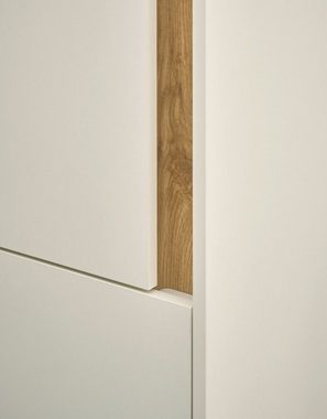 Furn.Design Wohnwand Center, (in weiß matt mit Wotan Eiche, Set 6-teilig, ca. 340 x 200 cm), mit Sekretär