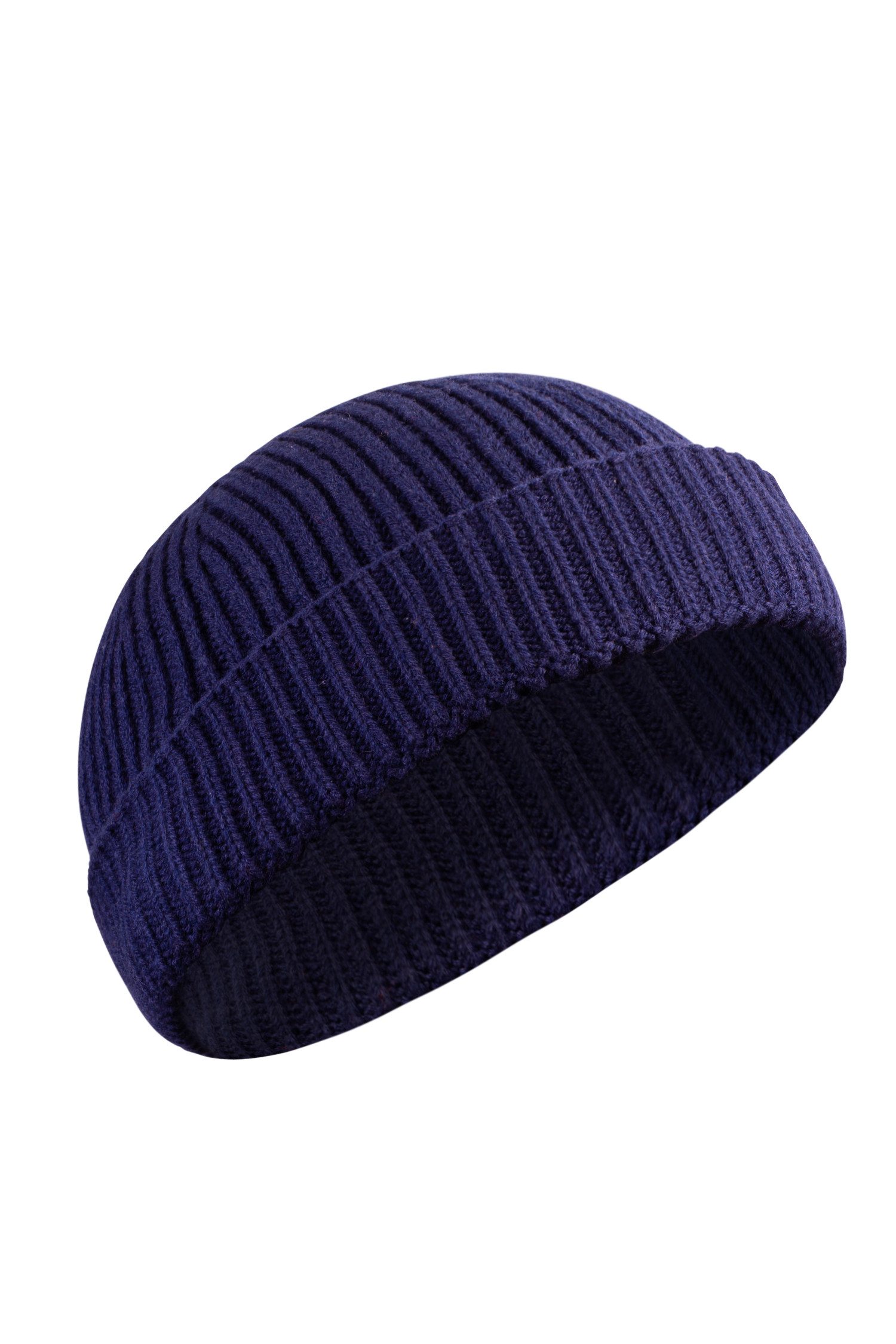 Manufaktur13 Beanie Fishermans Beanie - Strickmütze, Wintermütze, Dockermütze mit Echt-Leder Veredelung