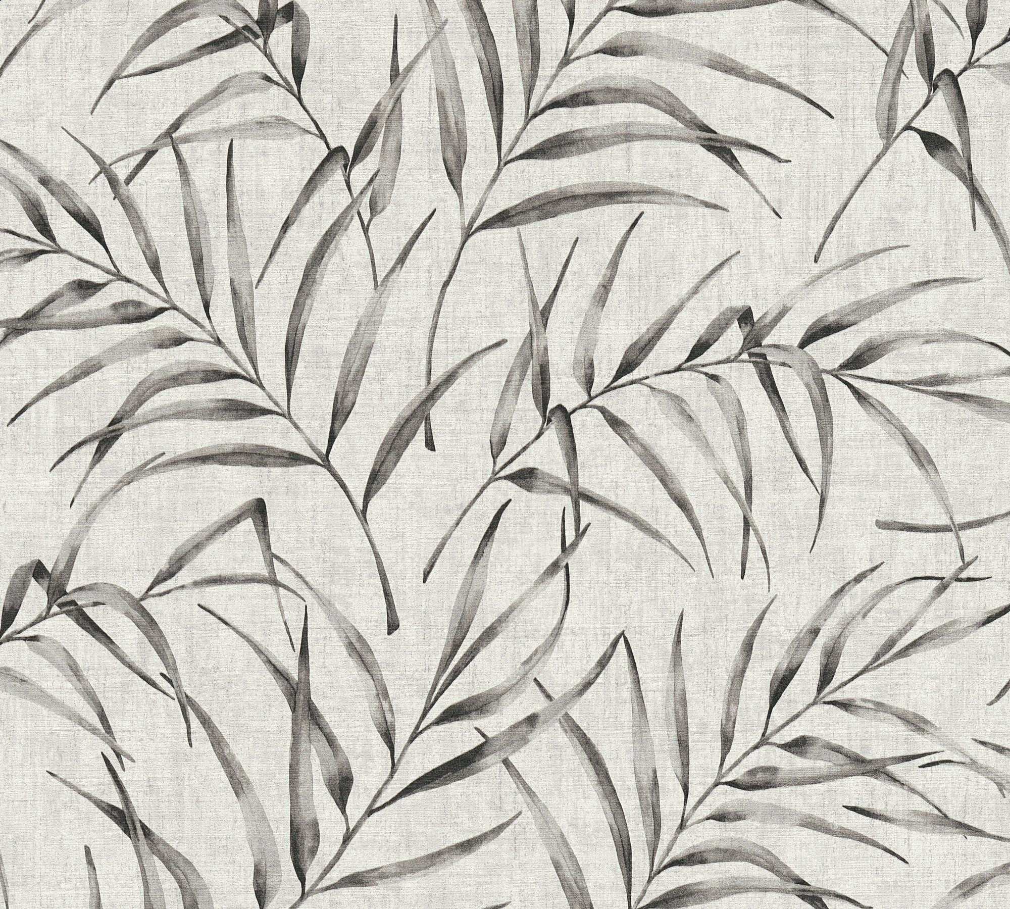 A.S. Création Vliestapete Greenery mit Palmenprint in Dschungel Optik, floral, Dschungeltapete Tapete Palmen grau/beige