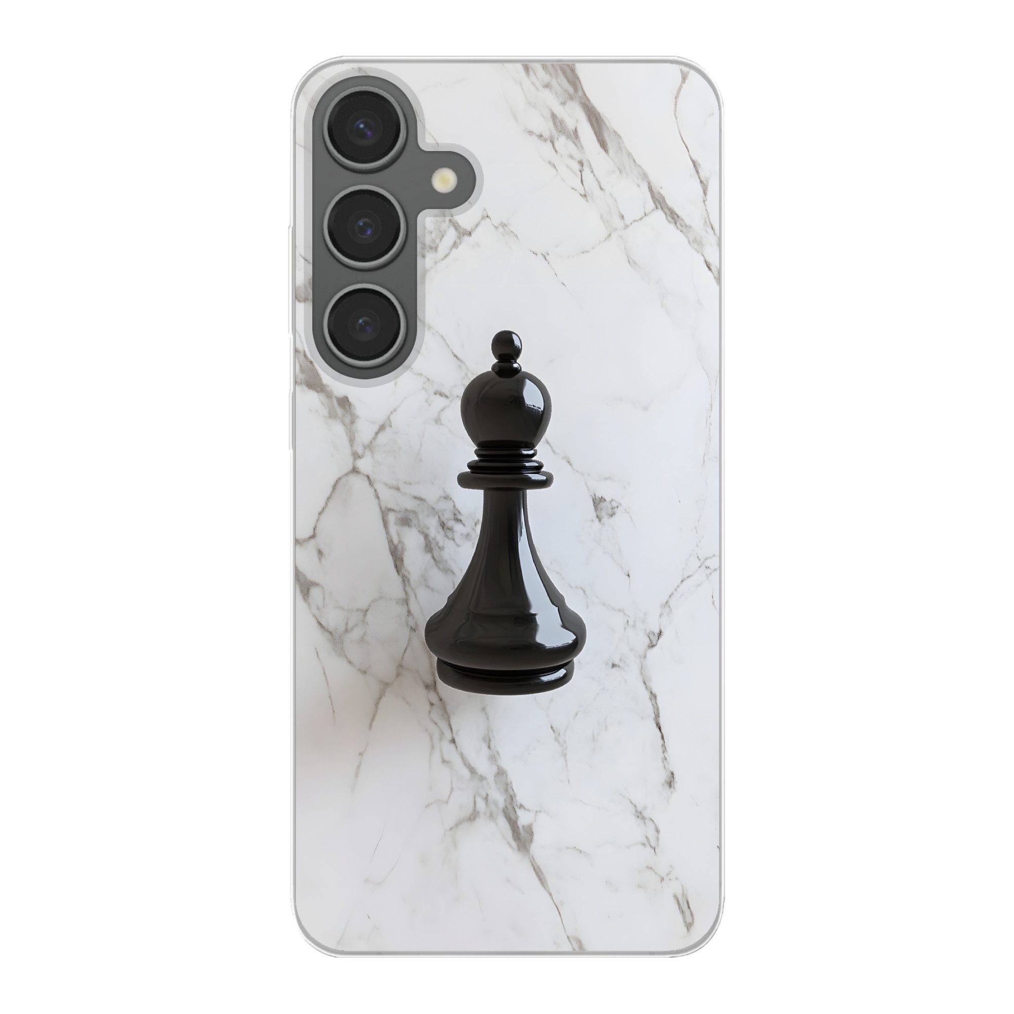 MuchoWow Handyhülle für Samsung Galaxy S24 Plus Schachfigur - Läufer - Schwarz - Marmor, Phone Case, Silikon, Schutzhülle Dünn